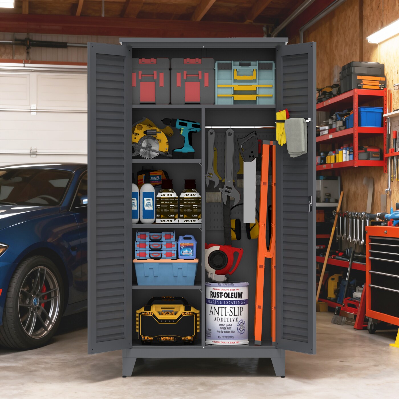 Streamdale Furniture - Streamdale 73'' Tall Metal Tool Storage Cabinet with Ample Storage for Gar...