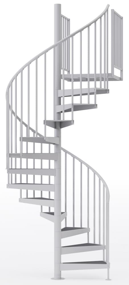 Mylen Stairs EP60W12W014 Condor 60-in x 14.17-ft 2 Platform Rails White Spiral Staircase Kit , Fits Height: 110.5-in to 123.5-in (12 treads) ( 12 Treads )
