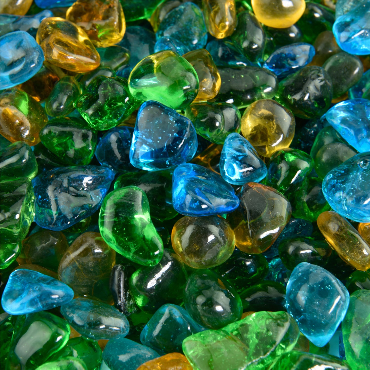 Yard Elements 01-0324 Alpine Lake- Blended Fire Glass Dots For Indoor and Outdoor Fire Pits or Fireplaces 10 Pounds- 3/8-in