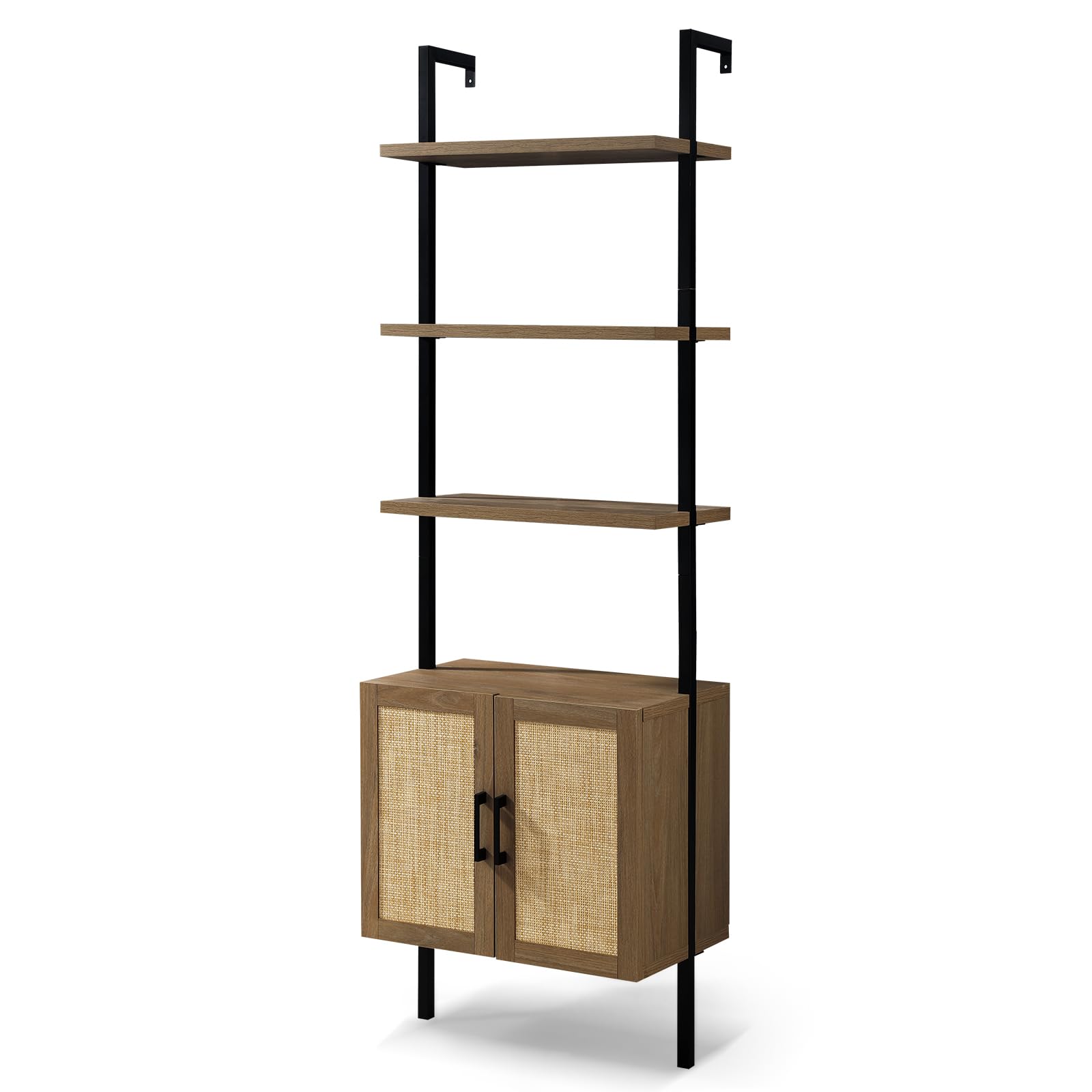 LTMATE LSOFSC0006DD Special Walnut MDF 5 -Shelf Bookcase with Doors ( 23.2-Inches W x 72.4-Inches H x 13.7-Inches D ) Finished
