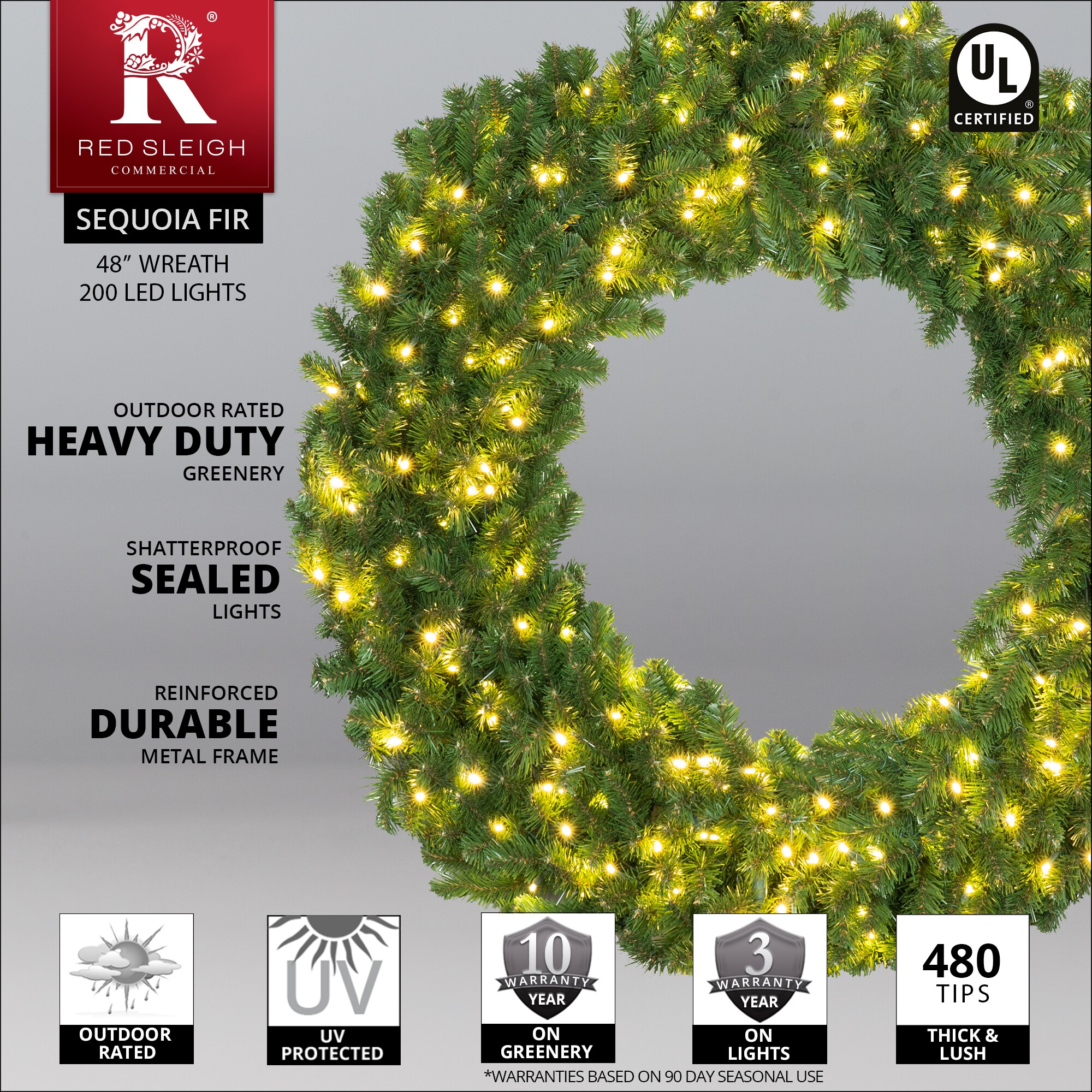 Red Sleigh 21131 Artificial-Christmas-Wreaths - View #3