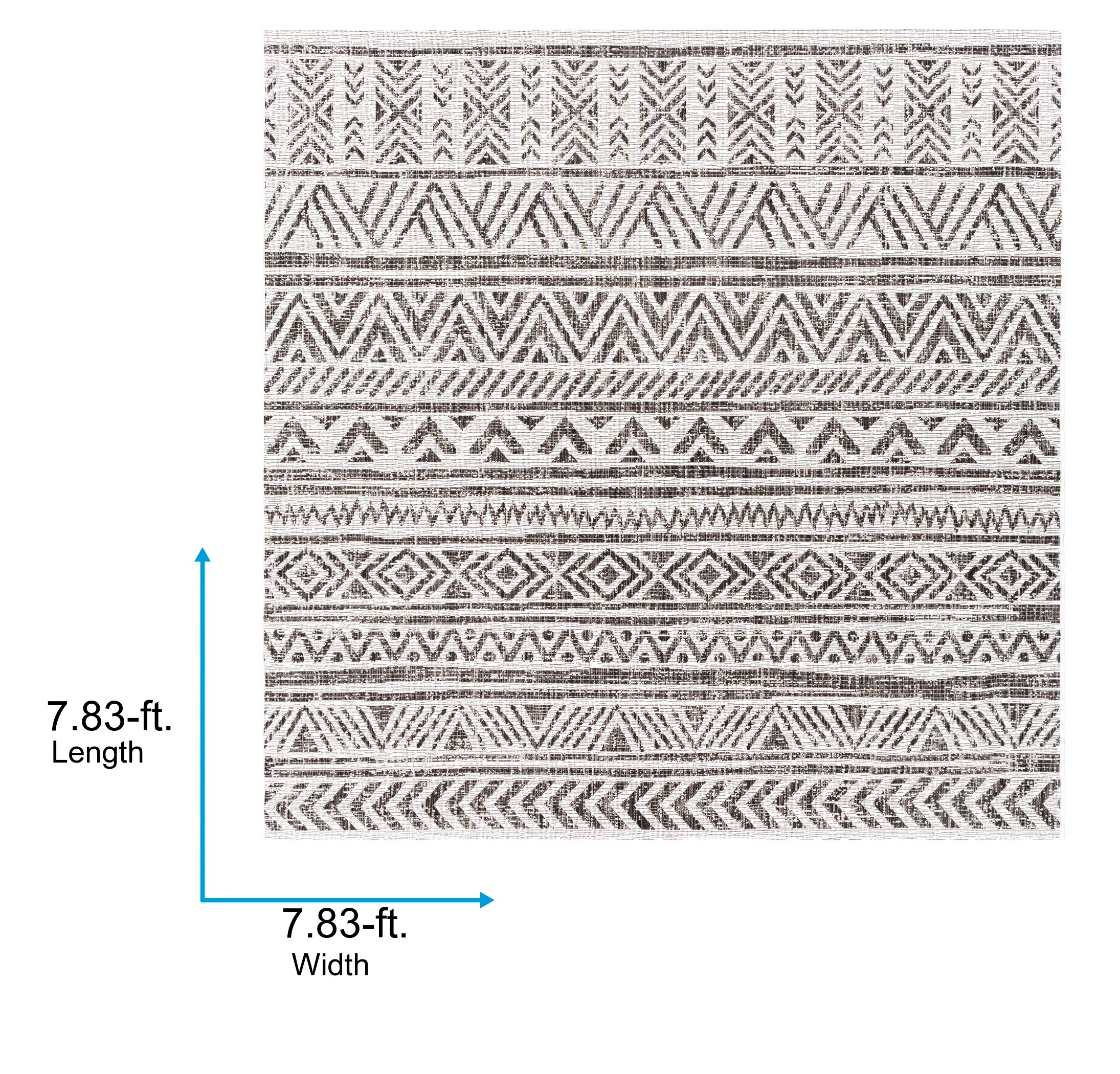 Black Square Synthetic Easy Care Outdoor Rug