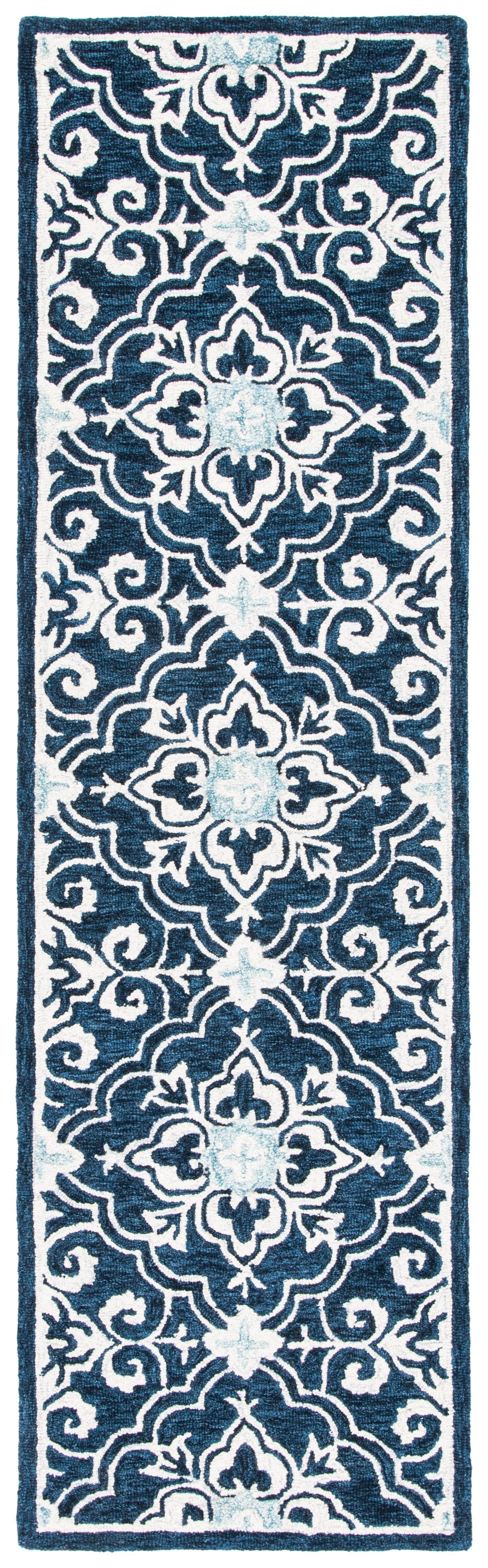 Artisanal Light Blue Wool Runner Rug - Hand-Tufted, Reversible 2'3" x 8'
