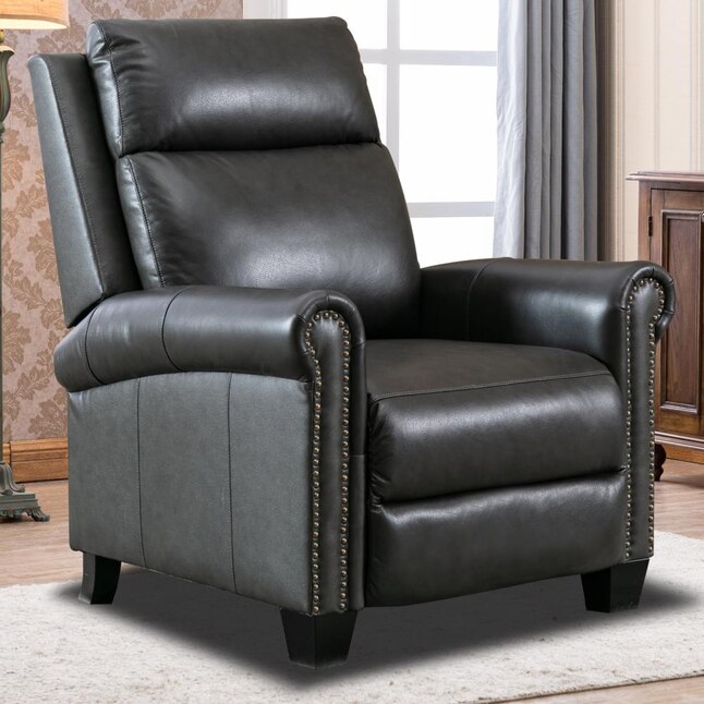 Canmov 10165 Black Leather Recliner In, Black Leather Swivel Glider