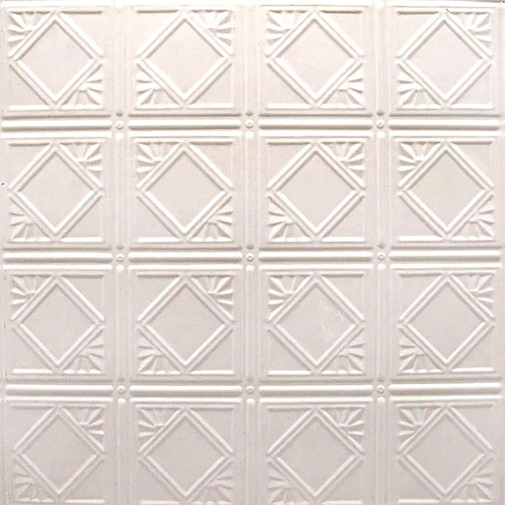 American Tin Ceilings KIT-N-P19-WCS 2-ft x 2-ft Creamy White Satin Steel Surface-mount Ceiling Tile ( 5 -Pack, 20-sq ft / Case )