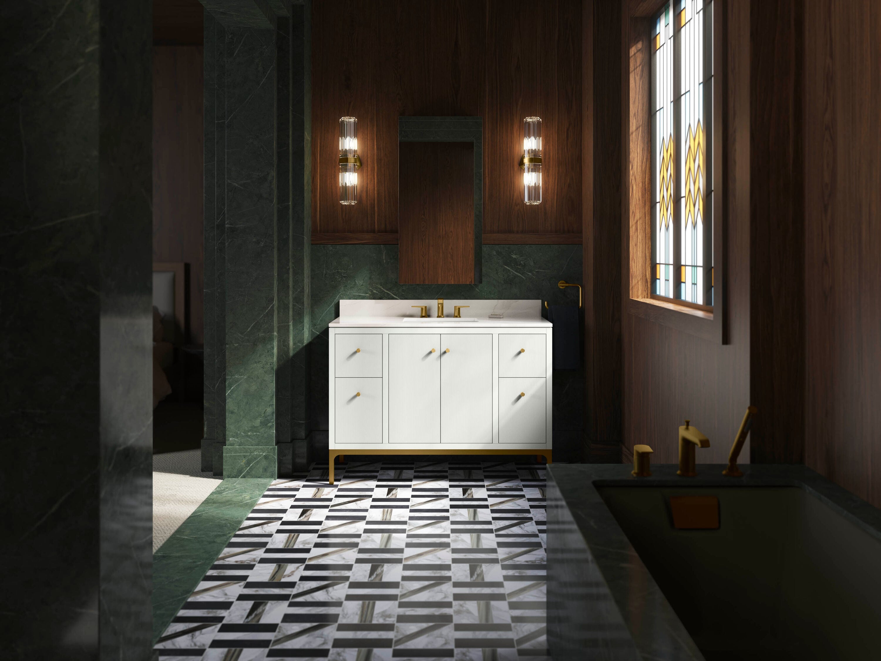 KOHLER - Calpa 48-in White Undermount Single Sink Bathroom Vanity with White Quartz Top