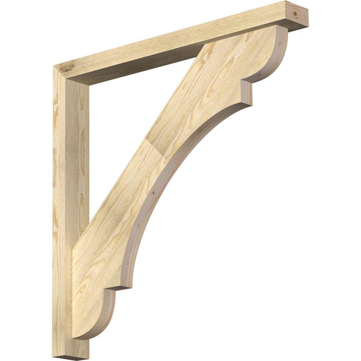 Ekena Millwork 1463632 Olympic Block Rough Sawn Bracket with Offset Brace 4-in x 34-in x 34-in Douglas fir Brown Wood Standard bracket
