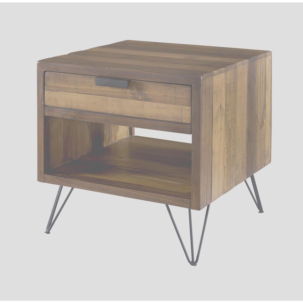 Picket House Furnishings MTCZ100ET Tyler 24-in W x 24-in H Natural Wood Rustic End Table with Storage Assembly Required