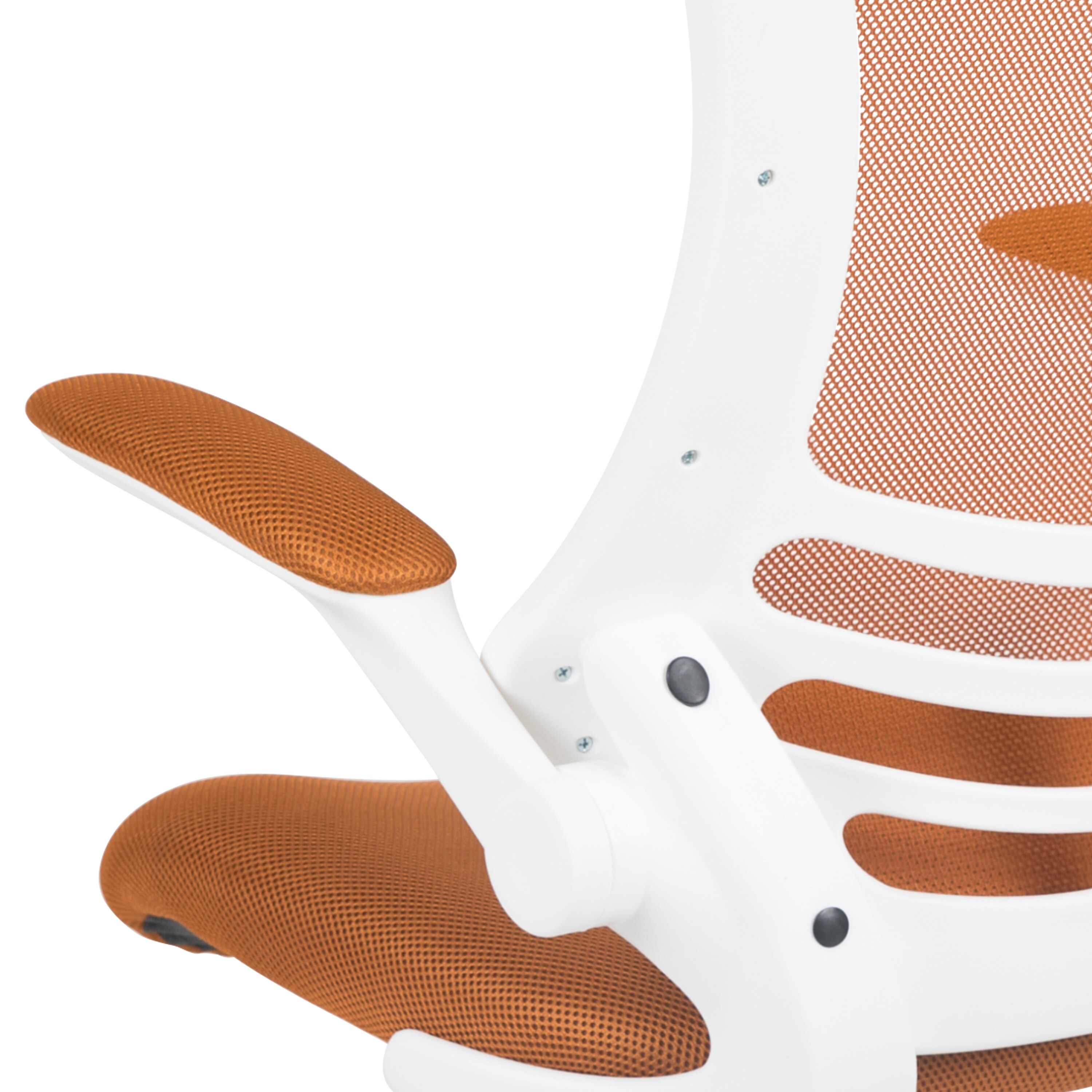 Adjustable Tan Mesh & White Leather Mid-Back Office Chair