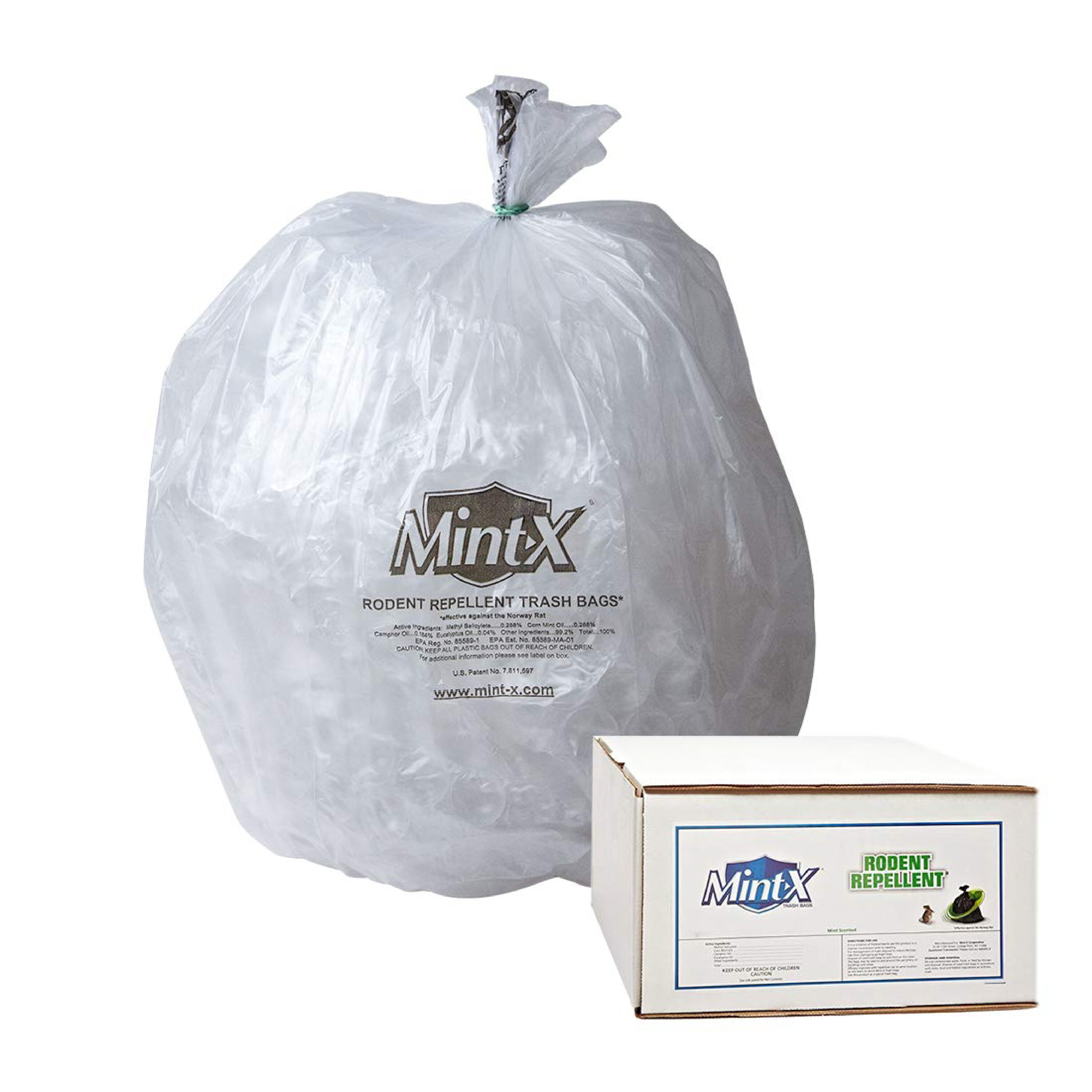 Trash Bag, 60 gal, LLDPE, Clear, PK100 Mint-X MX3858XHC