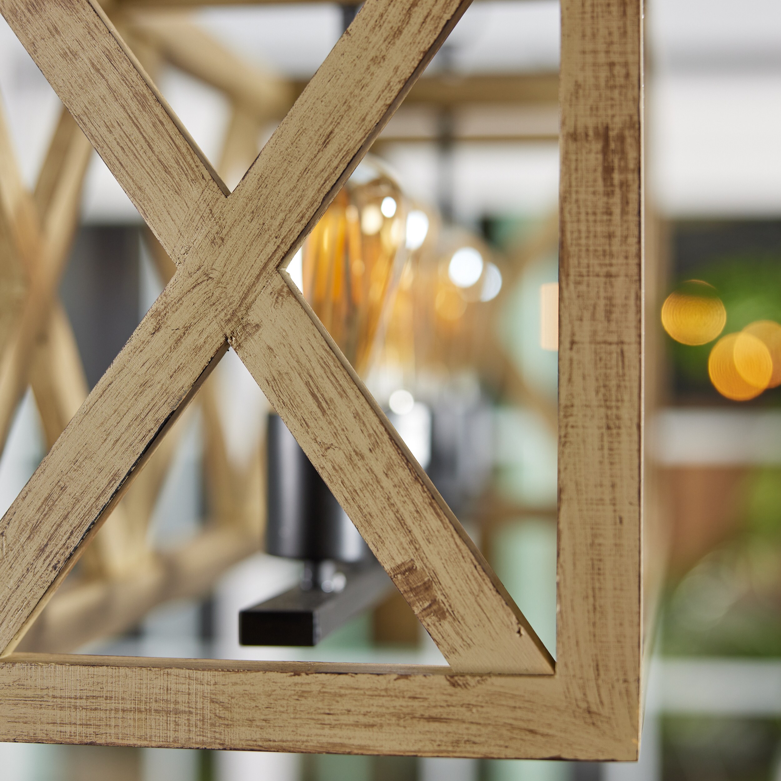 Black and Wood LED Farmhouse Pendant Light