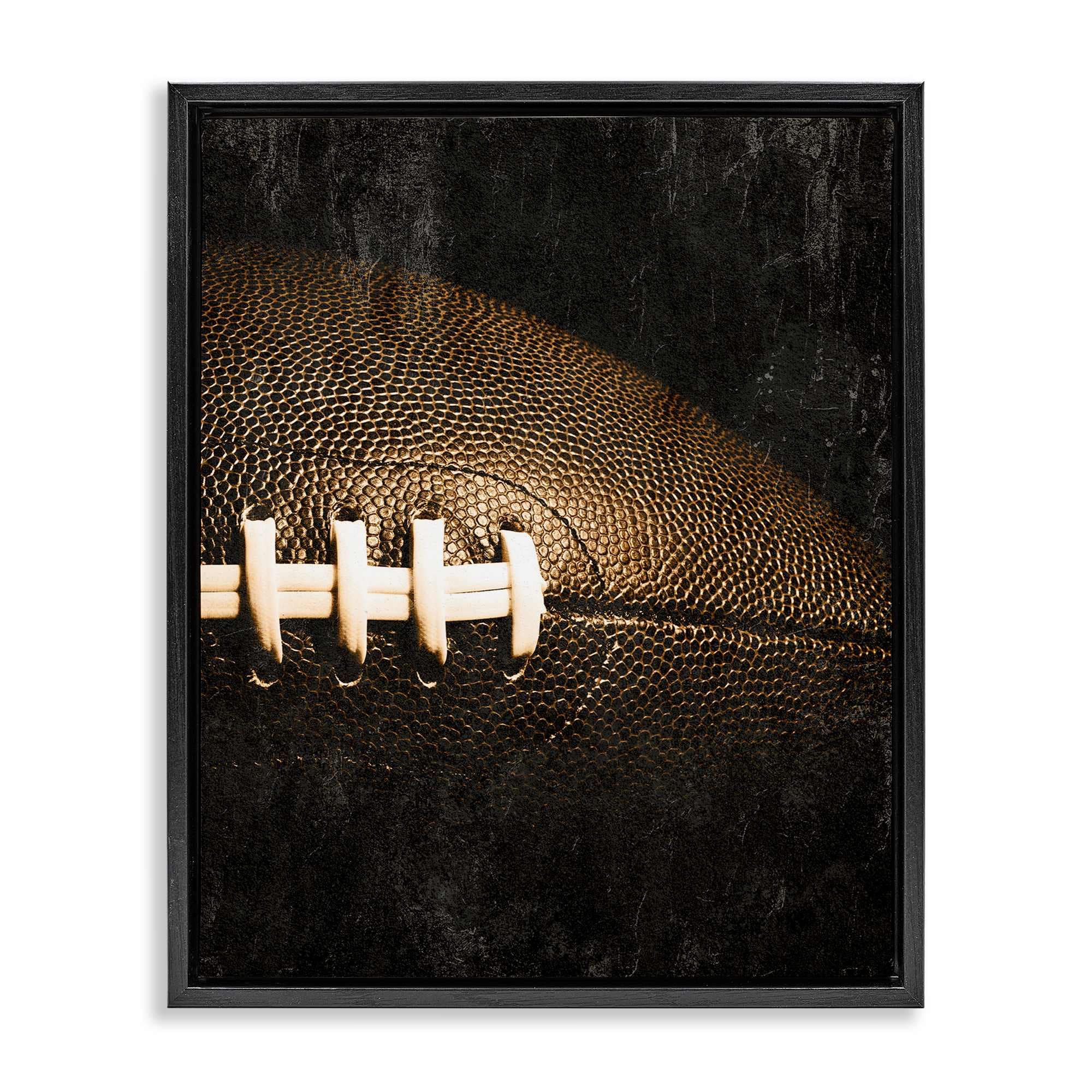 Stupell Industries BS-089-FFB-24X30 Rustic Football Close Up Black Framed Floater Canvas Wall Art By Kim Allen 25 x 31