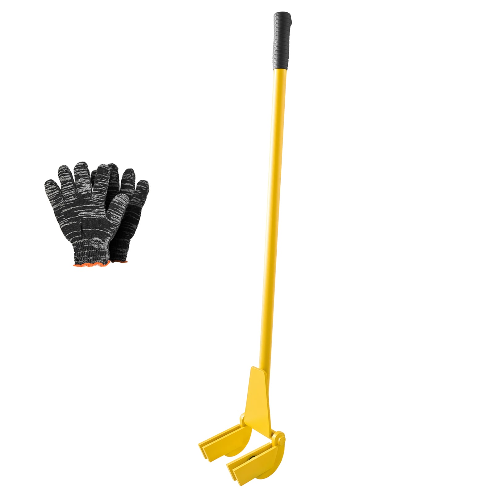 Mecale 41 in Carbon Steel Pallet Buster Deck Wrecker Pry Bar 2000 lb Capacity with 2 Teeth Yellow