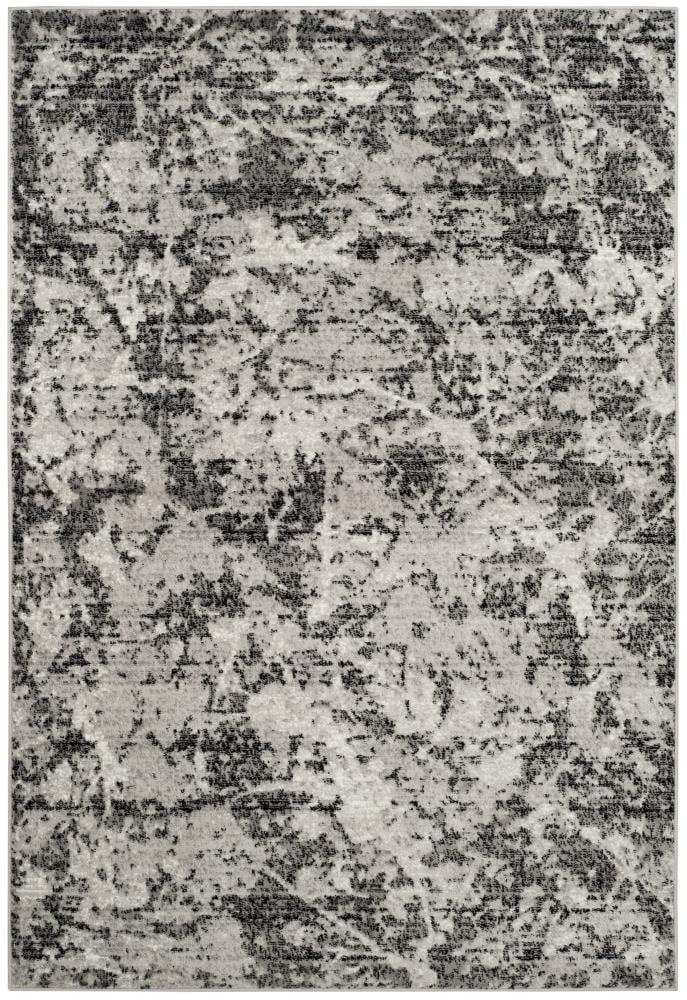 Charcoal & Ivory Abstract Synthetic 8' x 10' Area Rug
