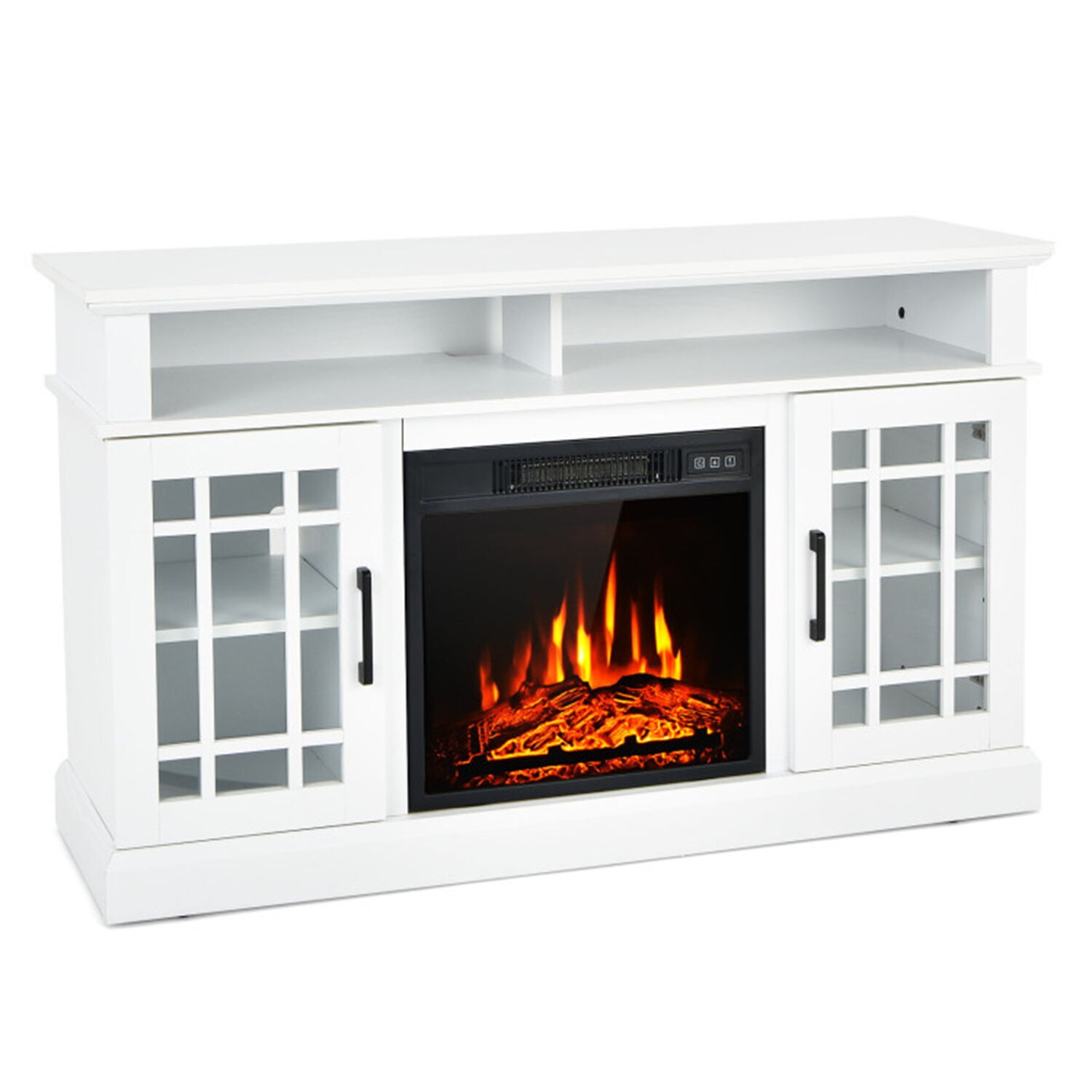 Clihome CL-FP10220WH 47-Inches W White TV Stand with Fan-forced Flat wall Electric Fireplace with Remote Control Included