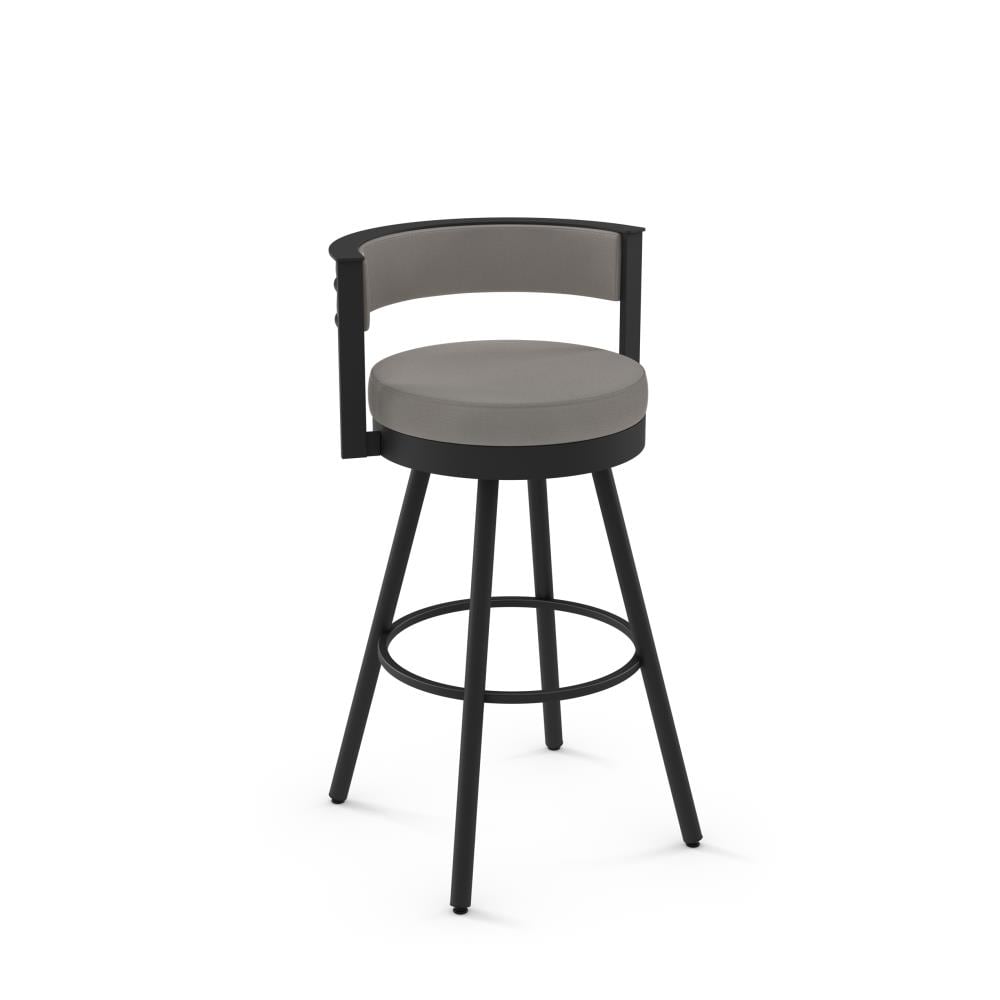 Amisco 44542-26WE/1B25DDF4 Eller Taupe Grey Faux Leather / Black Metal 26.75-Inches H Counter height Round seat Upholstered Swivel Metal Bar Stool and Back