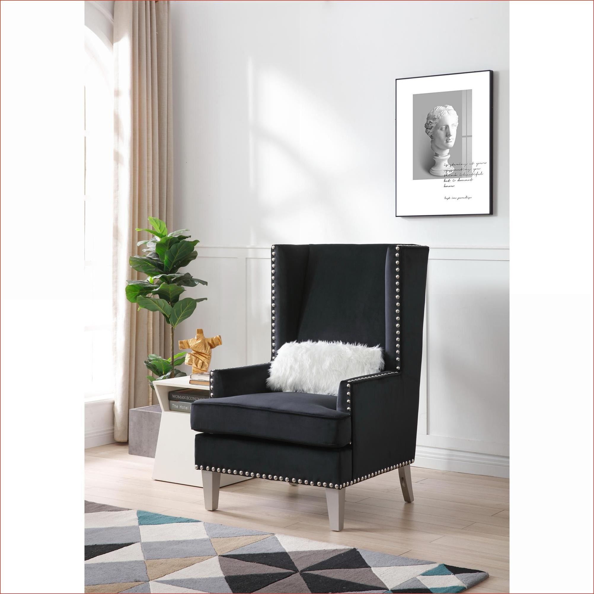 Watnature Elegant Traditional Black Accent Chair Upholstered Single ...