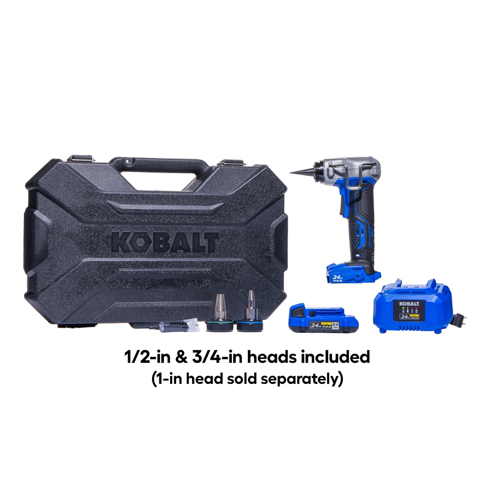 Kobalt KPE 1024A-03 24V PEX Expander Kit (2Ah Battery and 85W Charger, plus 1/2-in, 3/4-in Heads)