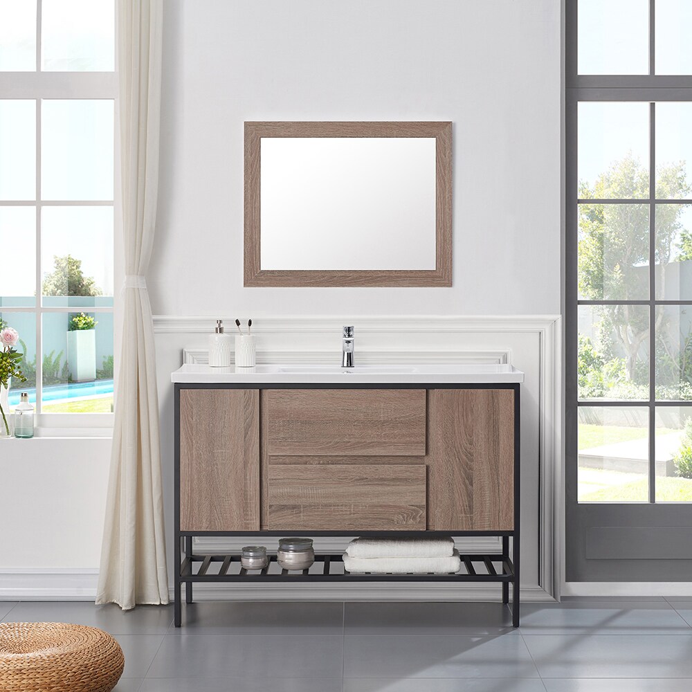 OVE Decors MEMPHIS-48T Memphis 48-in Taupe Single Sink Bathroom Vanity with White Ceramic Top