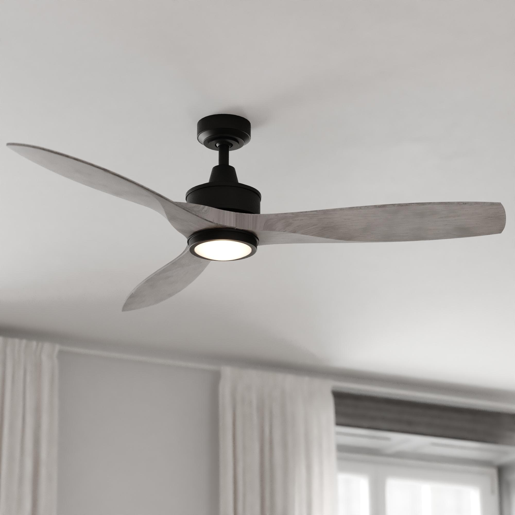 Cascadia Curtiss 52 In Black With Washed Gray Blades Integrated Led Indooroutdoor Propeller 6717