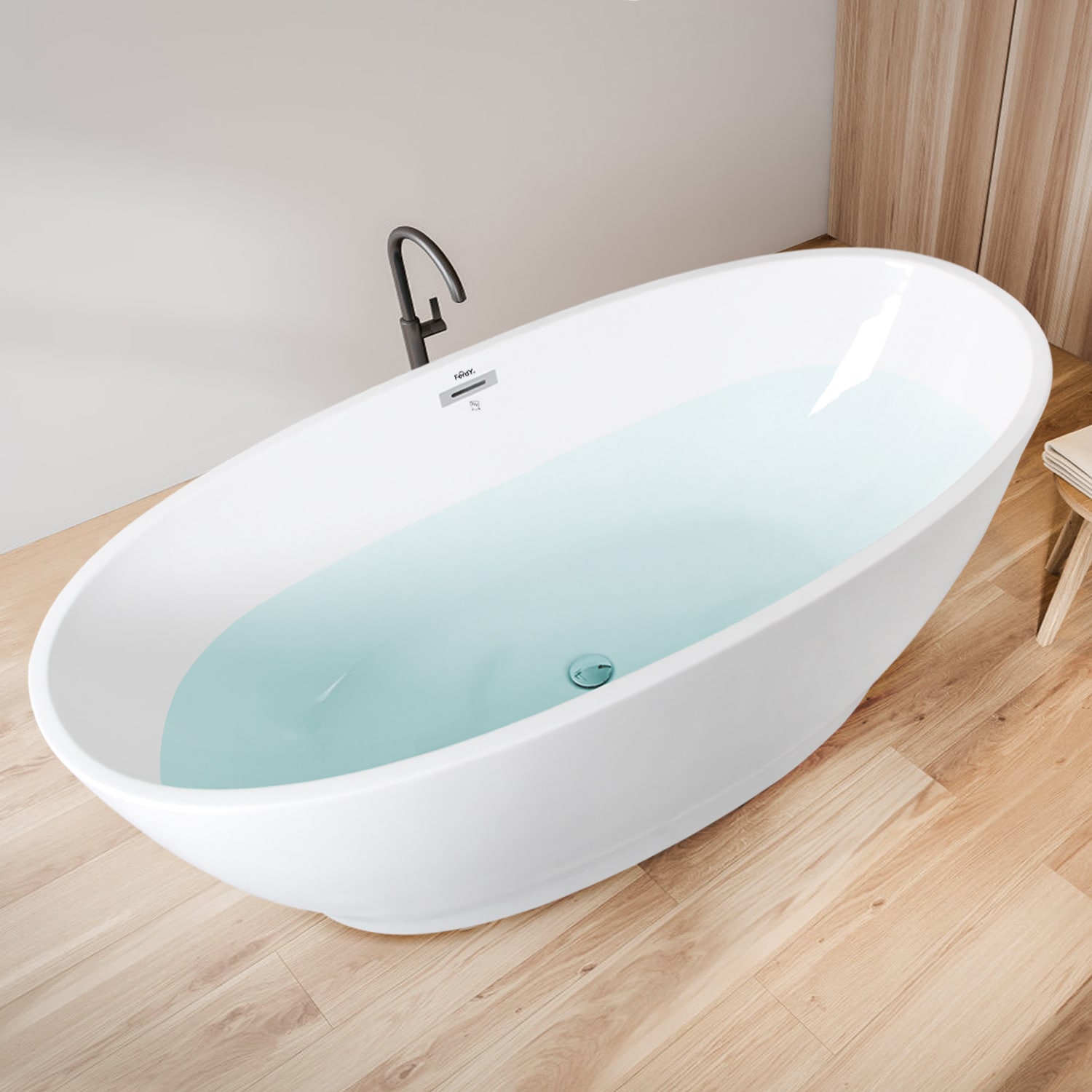 Koh Samui 65" Glossy White Acrylic Freestanding Bathtub