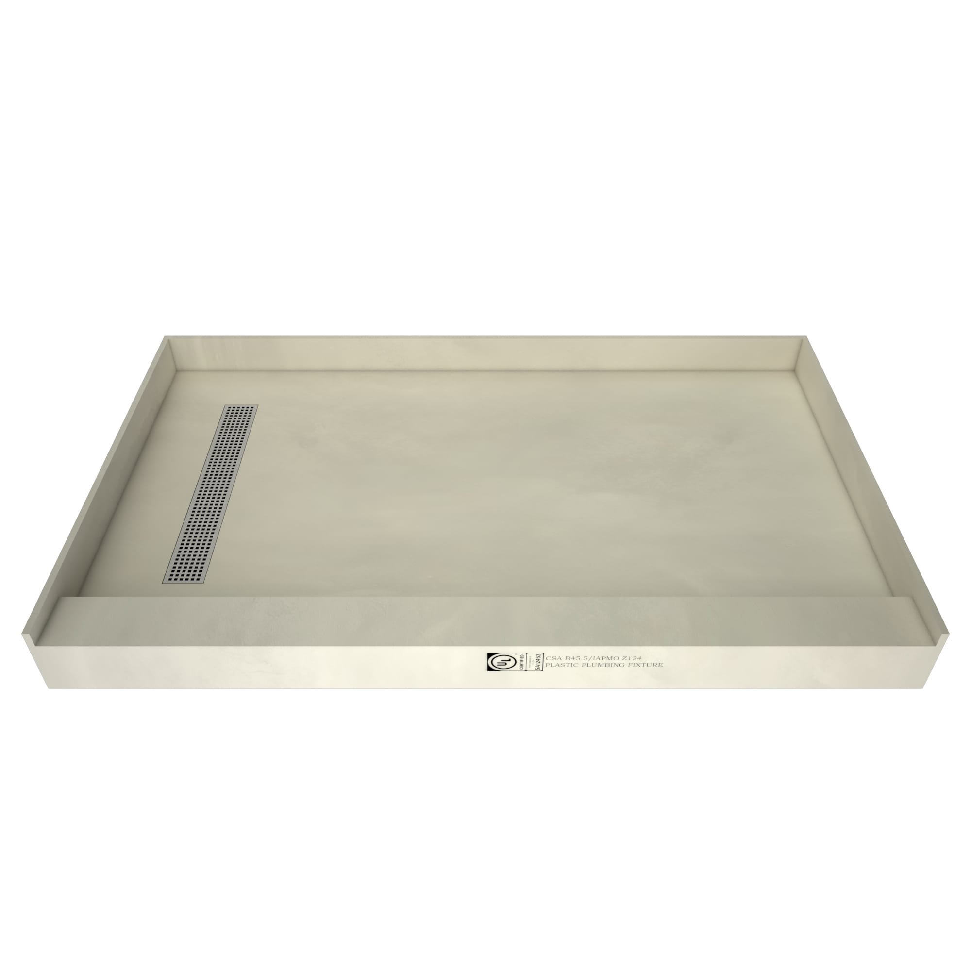 Tile Redi RT3754LPVCPC 37-in W x 54-in L Polished Chrome Single Threshold Rectangle Shower Pan Base with 4.5-in H Threshold (Left Drain)