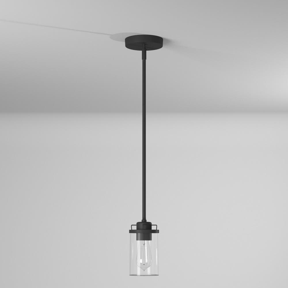 Jedrek Mini-Pendant in Black with Clear Glass Shade for Indoor/Outdoor