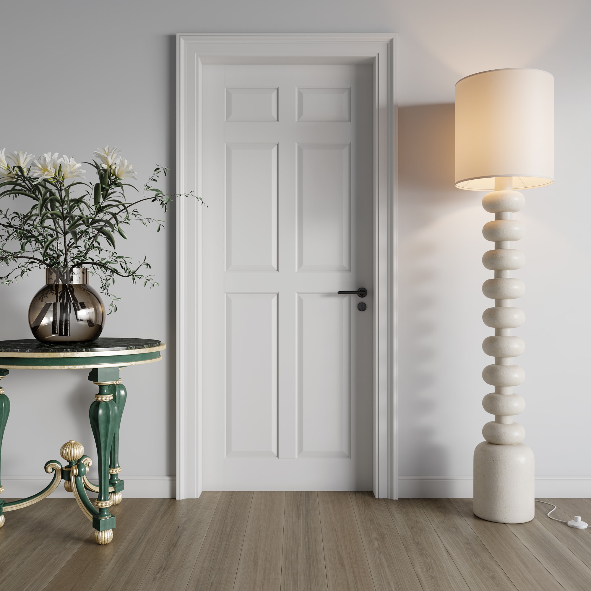 Gtnali 28-in x 80-in White Primed 6-Panel Solid Core MDF Interior Slab Door (Only Slab Door)