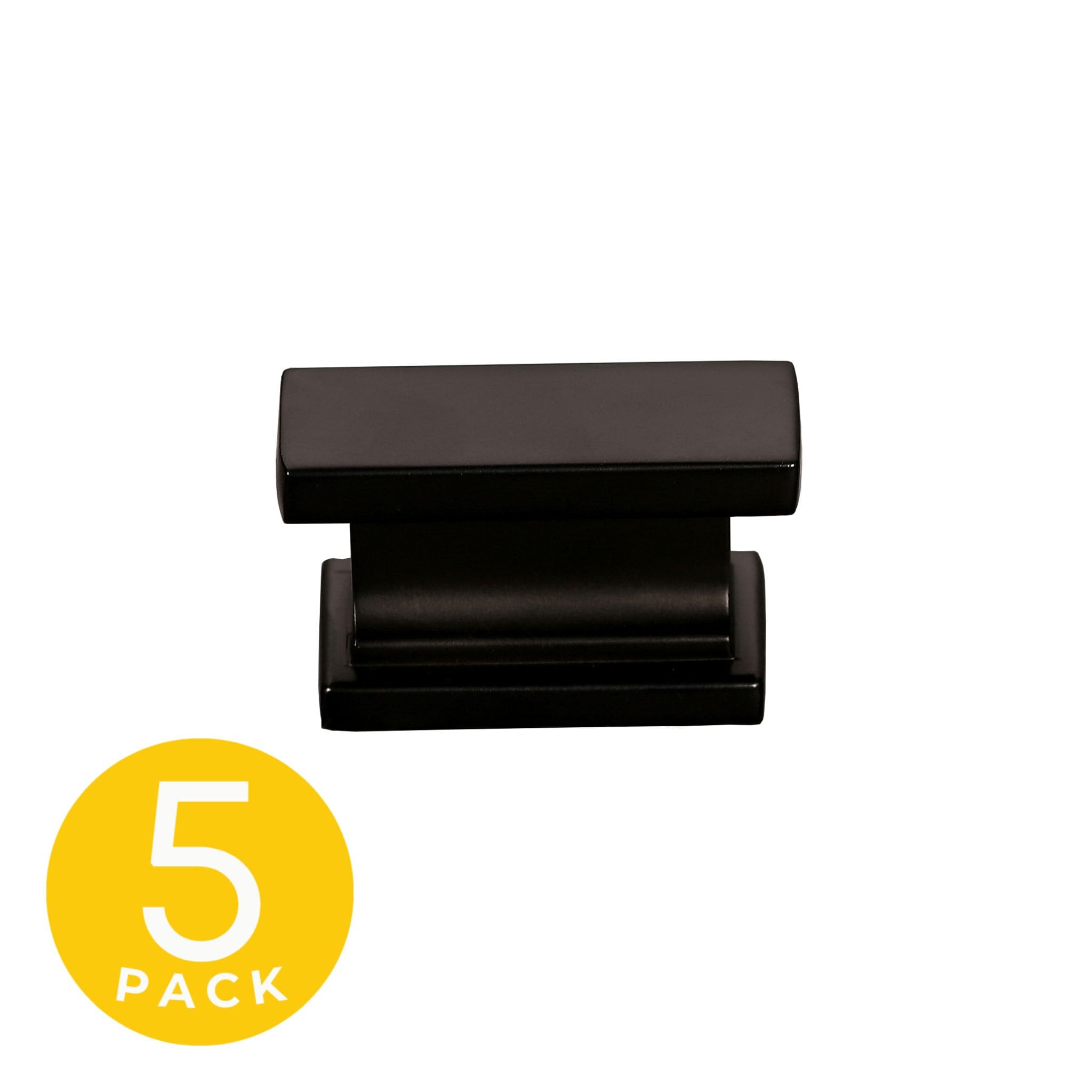 Sapphire SP-2891-51-BK-5 Hexa 1-in Black Rectangular Modern Cabinet Knob 5 -Pack