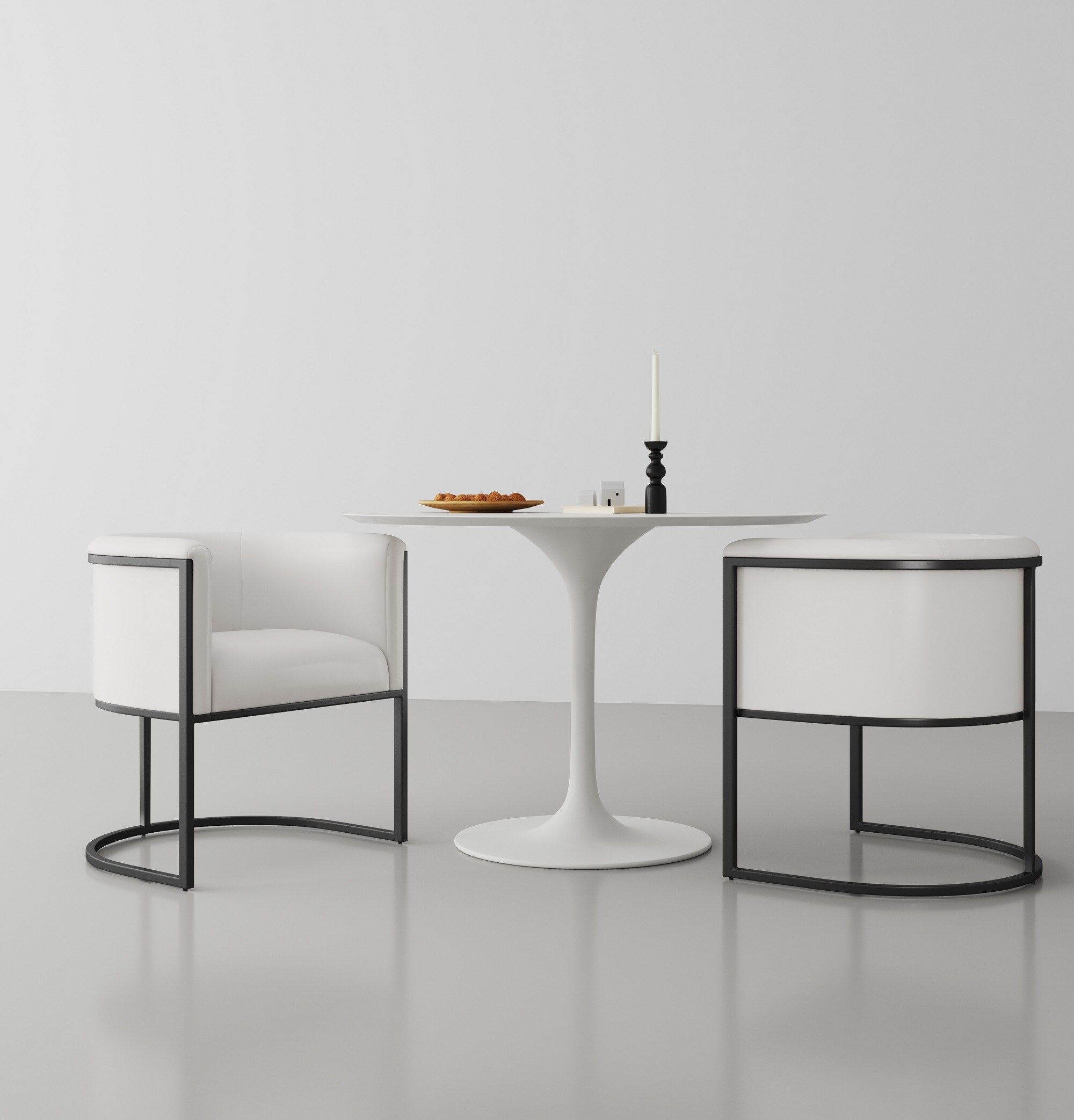Manhattan Comfort DC044-WH Bali Contemporary/Modern Faux Leather Upholstered Dining Side Chair (Metal Frame)