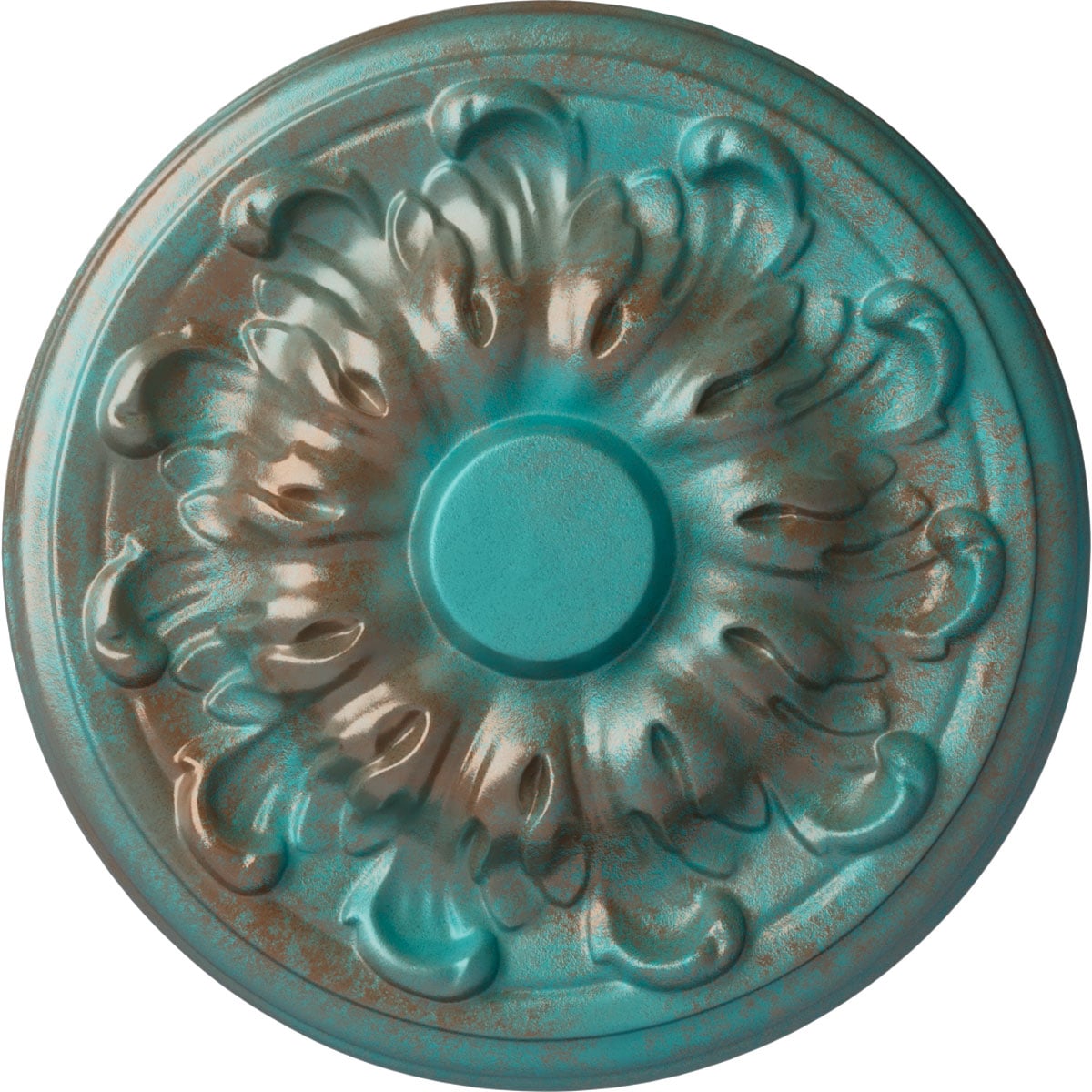 Ekena Millwork CM08MUCGS Millin 7.875-in W x 7.875-in L Painted Copper Green Patina Polyurethane Whole Ceiling Medallion