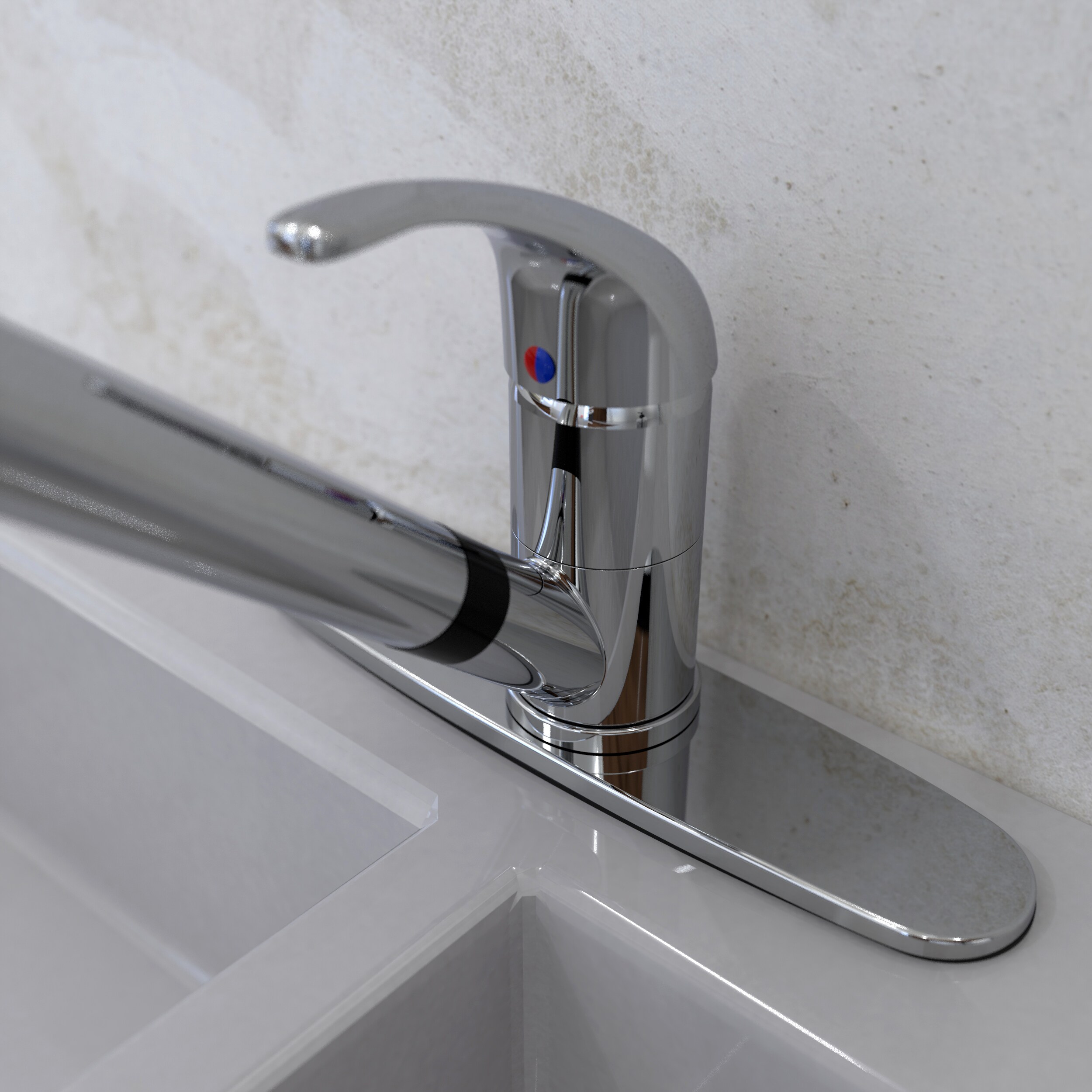 Polished Chrome Single Handle Pull-Out Kitchen Faucet with Sprayer
