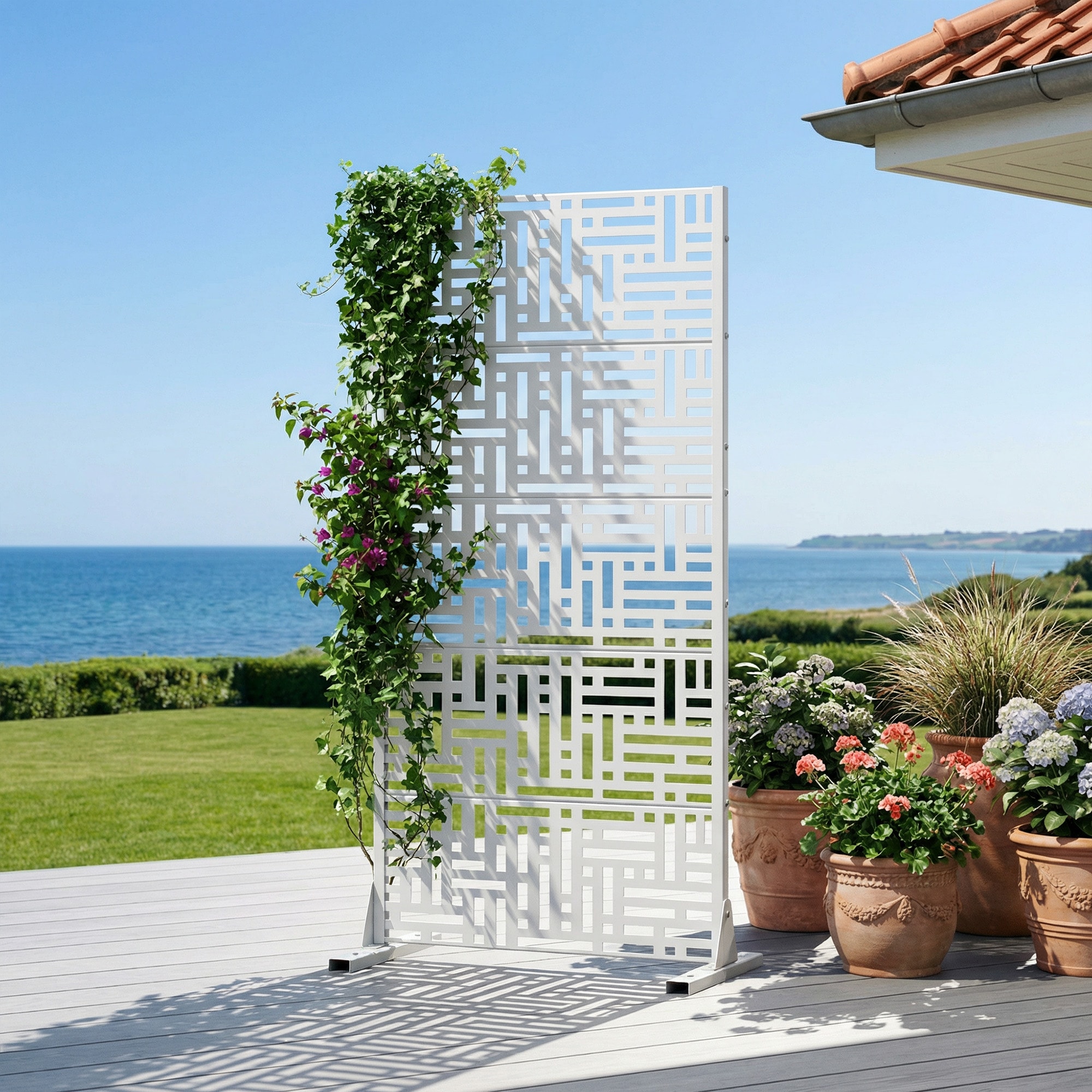 Lirago - Metal Privacy Screen Freestanding Outdoor Privacy Fence Panel Weatherproof Garden Fencin...