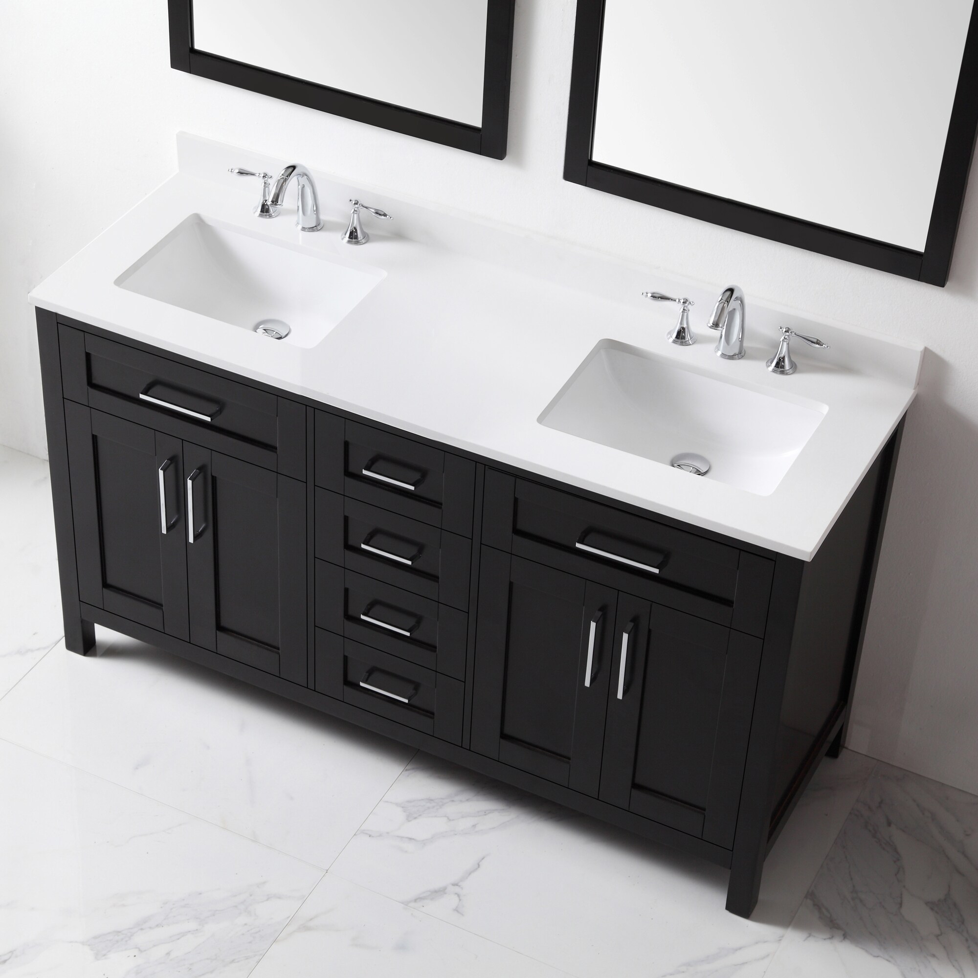 Tahoe 60" Dark Espresso Freestanding Double Sink Bathroom Vanity