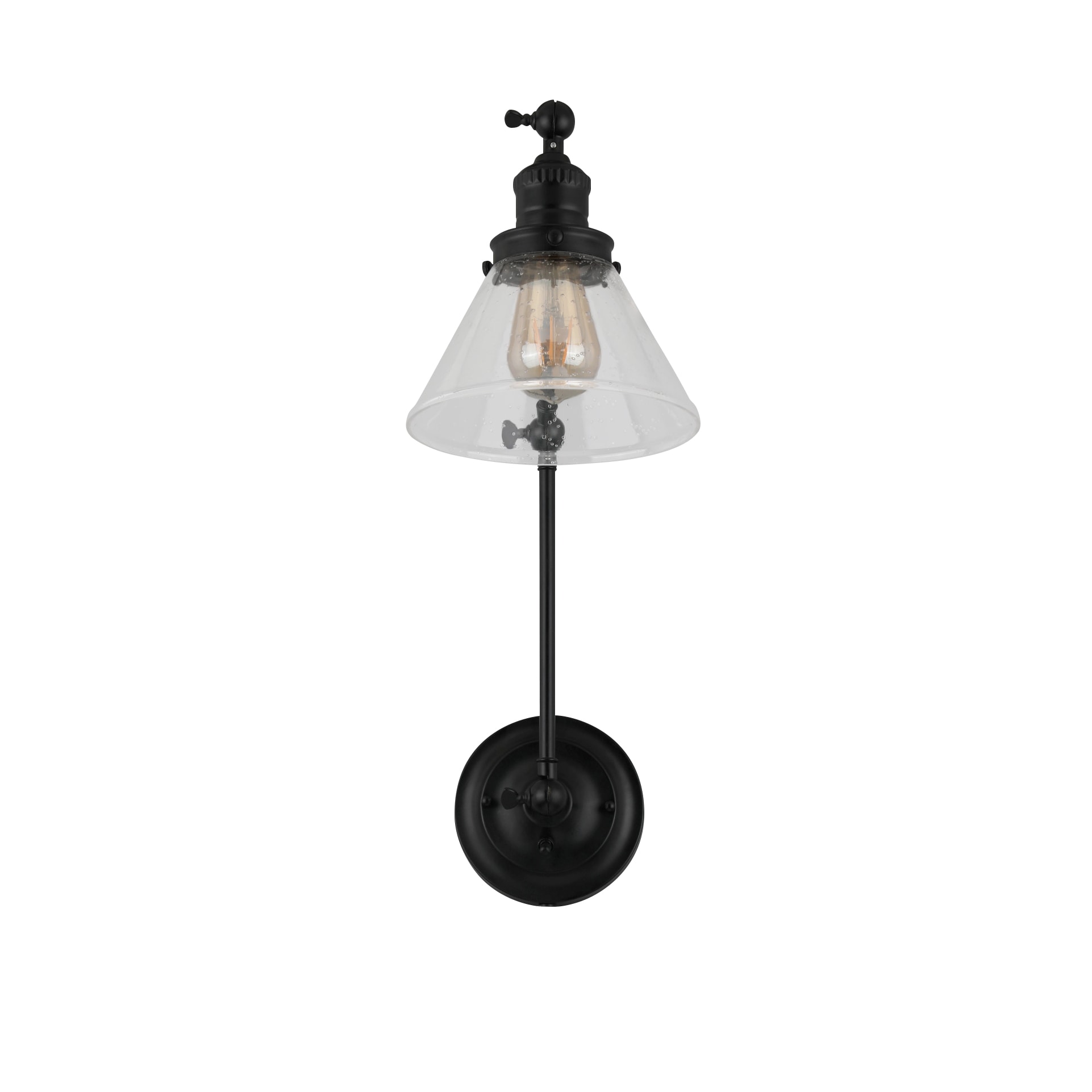 Matte Black Swing Arm Wall Sconce with Clear Glass Shade
