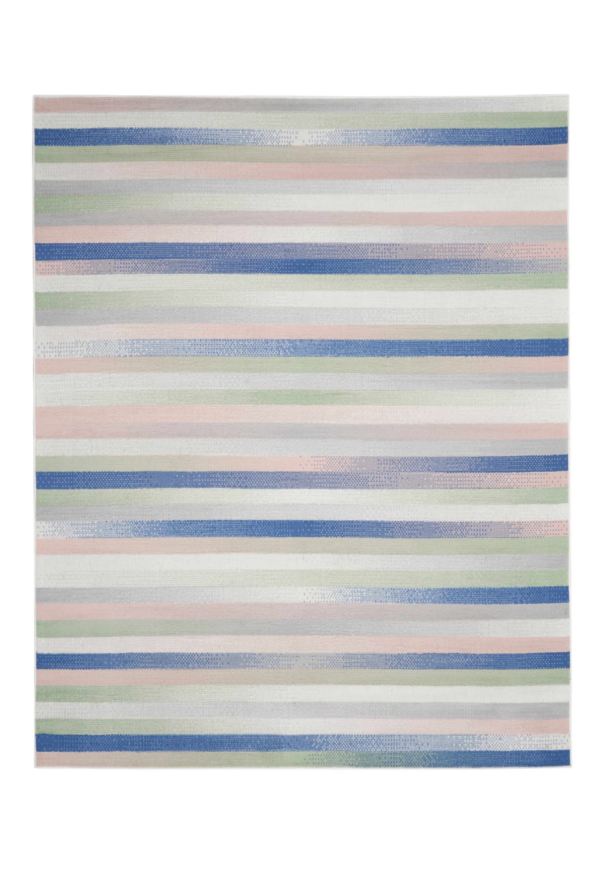 Nourison 99446833860 Whimsicle 8 x 12 (ft) Loomed Polypropylene Ivory Multicolor Rectangular Indoor Stripe Area rug