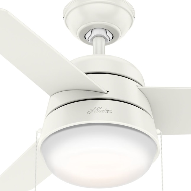 Hunter Aker 36 In Fresh White Led Indoor Downrod Or Flush Mount Ceiling Fan With Light 3 Blade The Fans Department At Com - 36 Inch Ceiling Fan With Light Canada