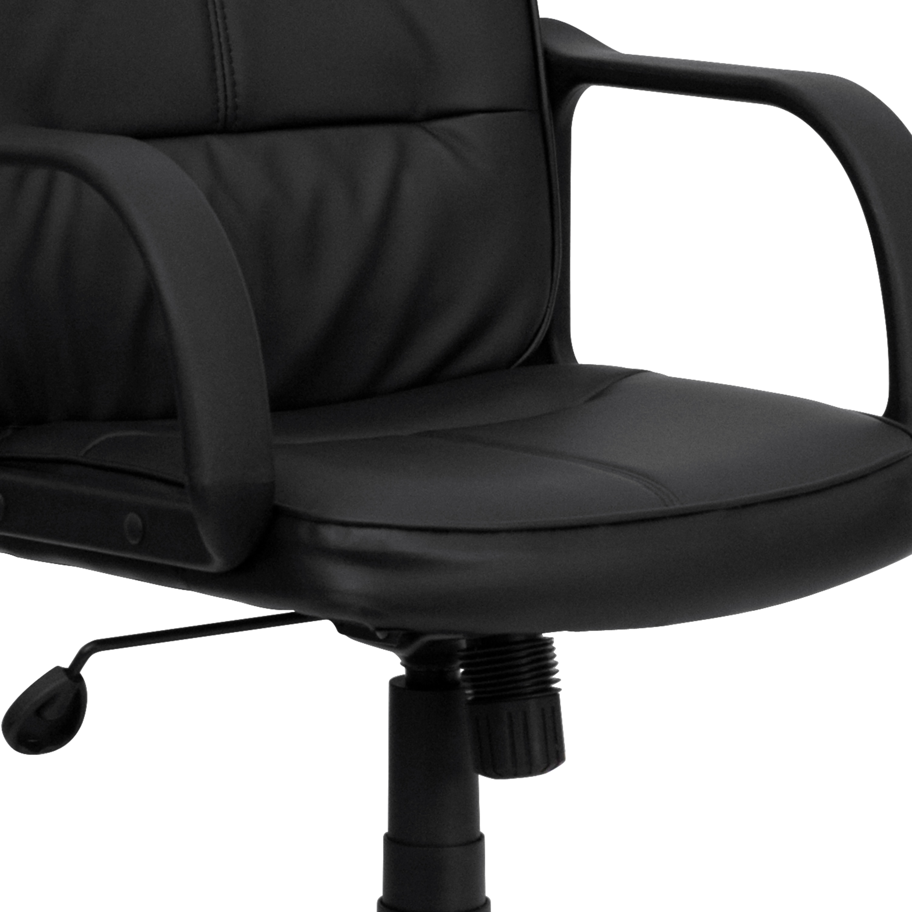 ErgoFlex Black LeatherSoft 360 Swivel Task Chair with Metal Base