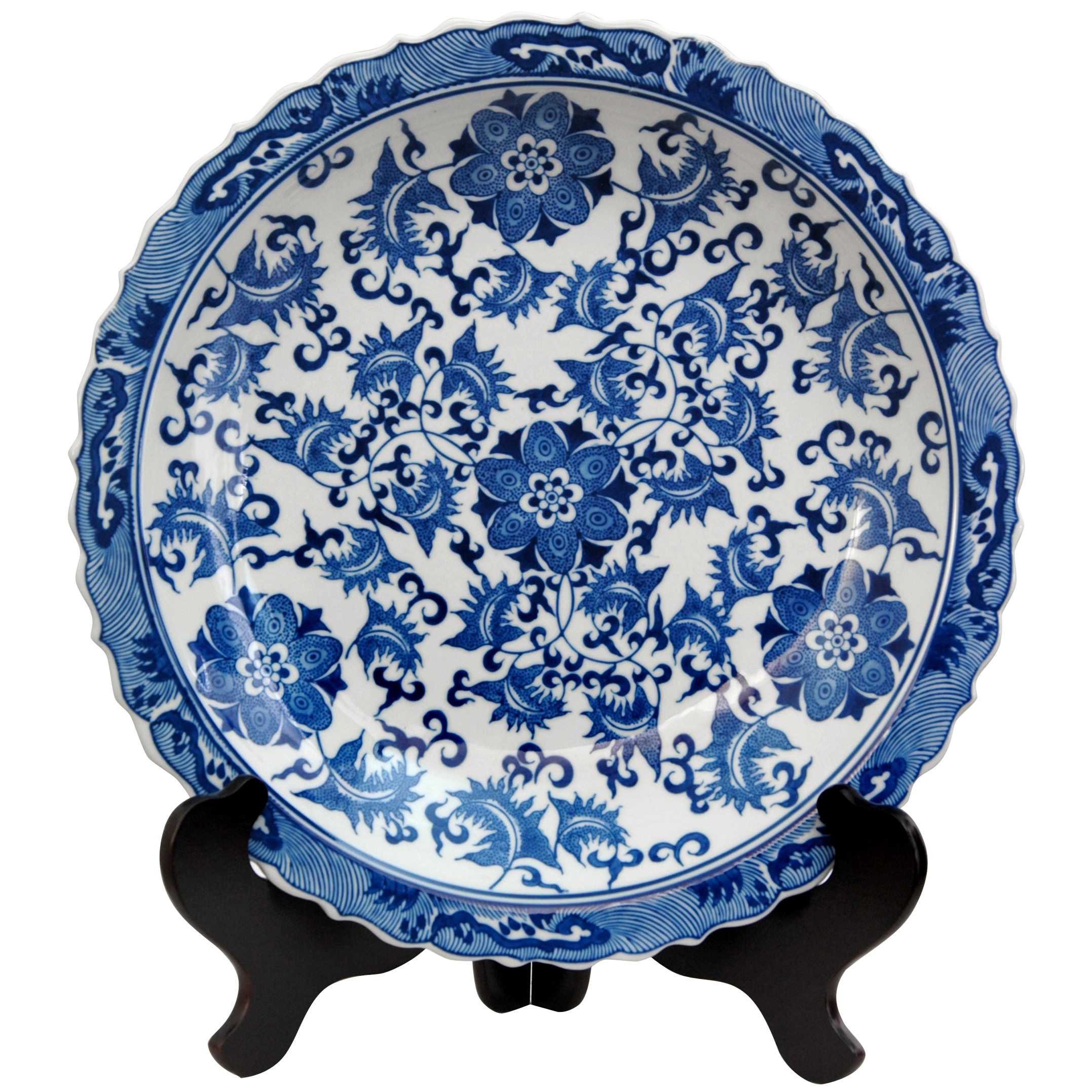Red Lantern BW-PLATE-BWFL 24 -Pack Blue Porcelain Oriental Decorative plate