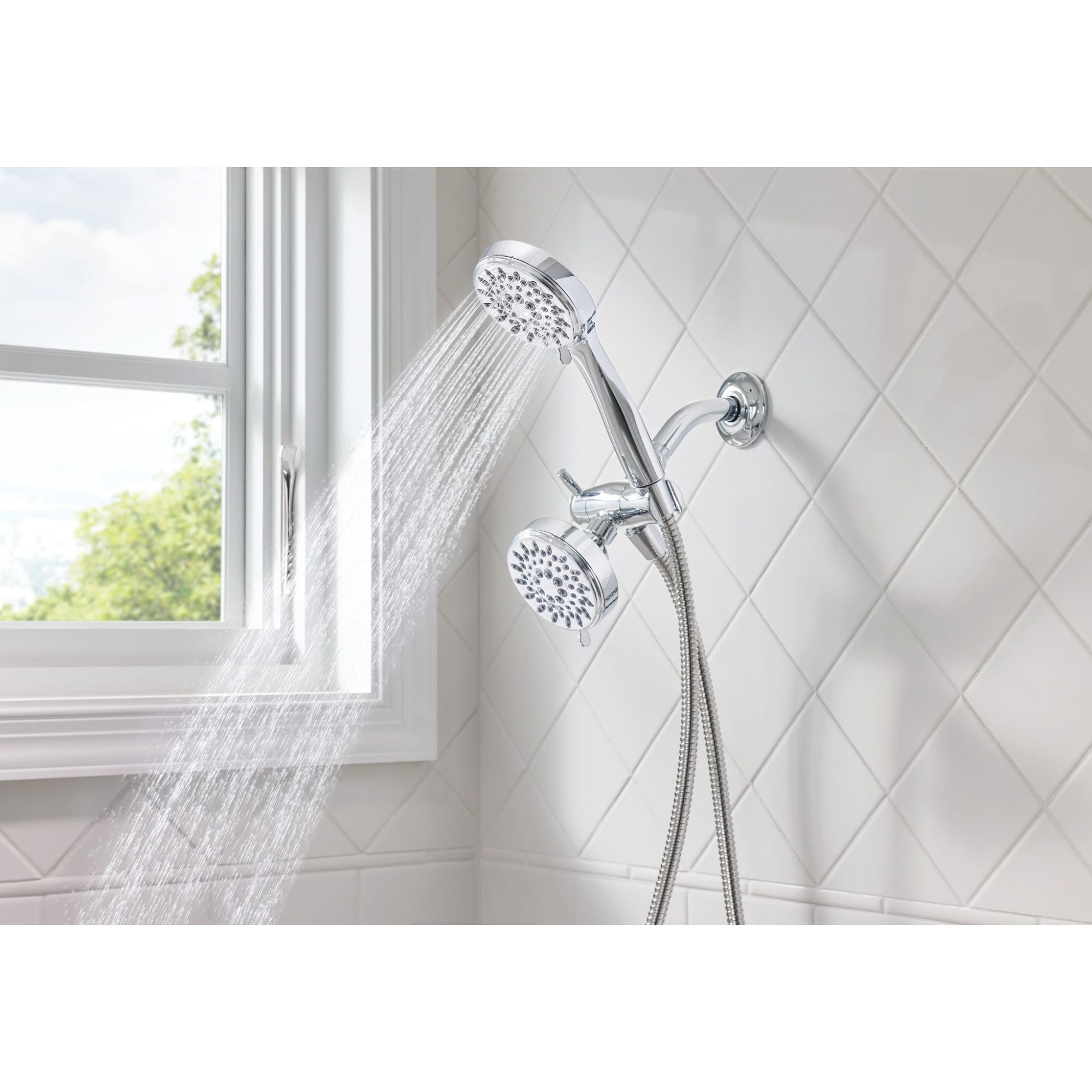 Chrome Dual Handheld Multi-Function Shower Head Combo