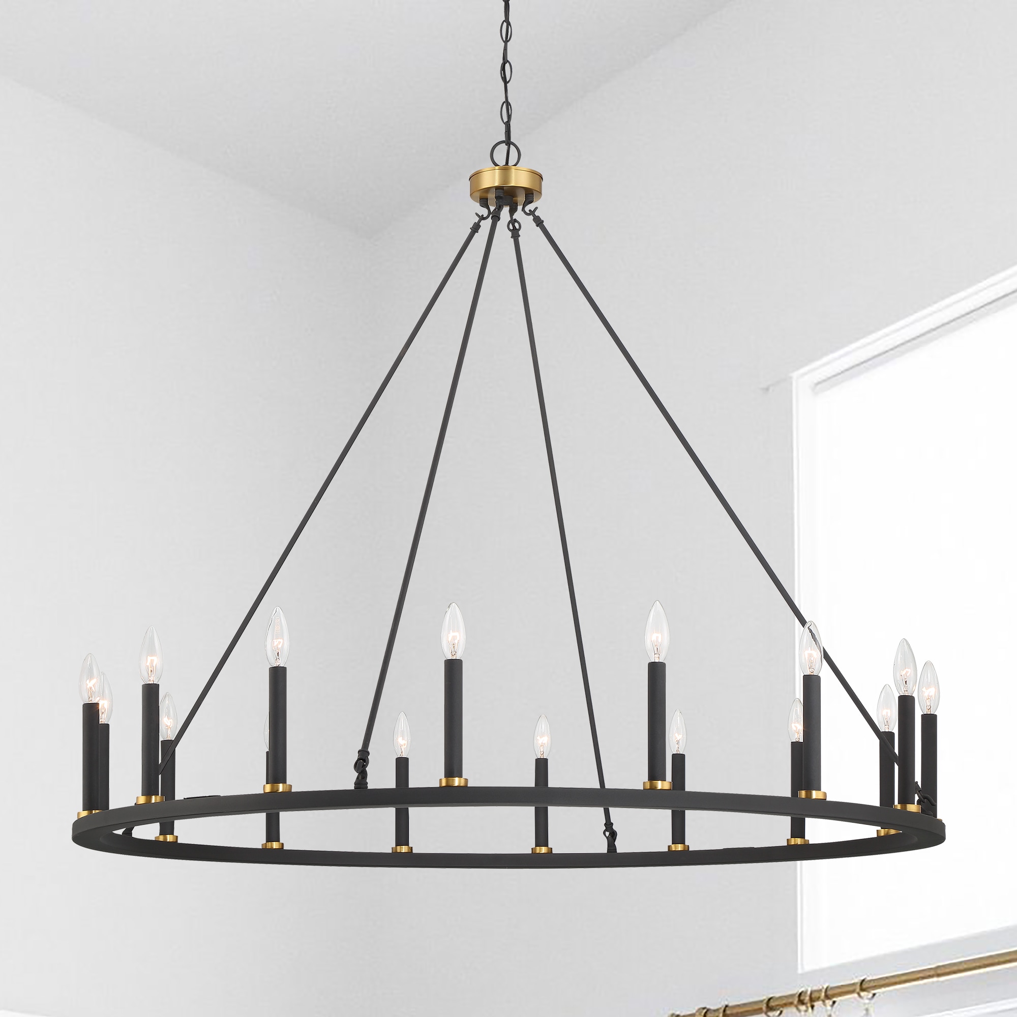 ACROMA 2081316BRAZ Bristol 16 -Light Matte Black Farmhouse Bare bulb For Use in Bedrooms, Dining Rooms, Foyers, Kitchens, Living Rooms Chandelier