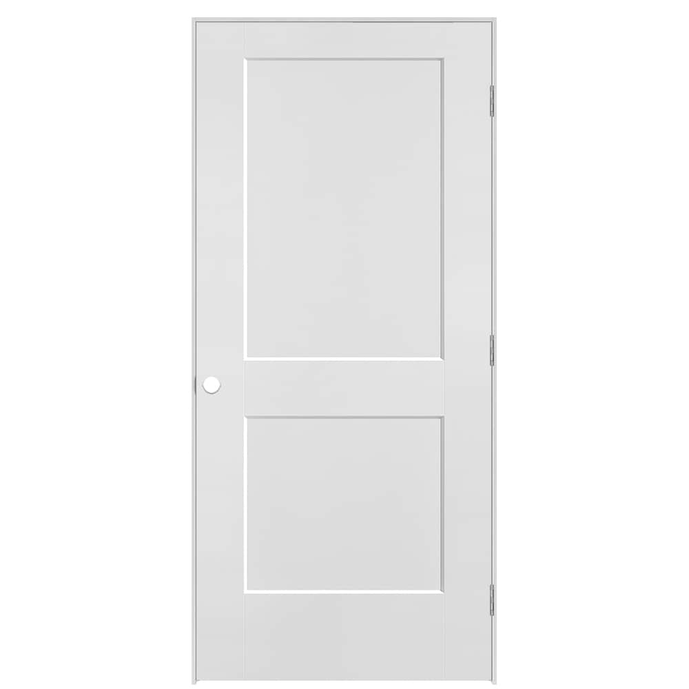 Masonite 641026 36-in x 80-in Primed Hollow core 2-panel square Left hand Smooth Primed Molded composite Flat Jamb Single Prehung Interior Door