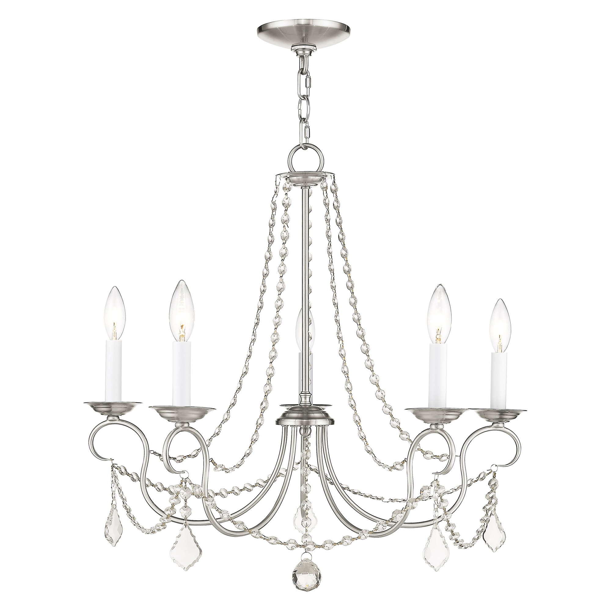 Brushed Nickel Mini 5-Light Candelabra Chandelier