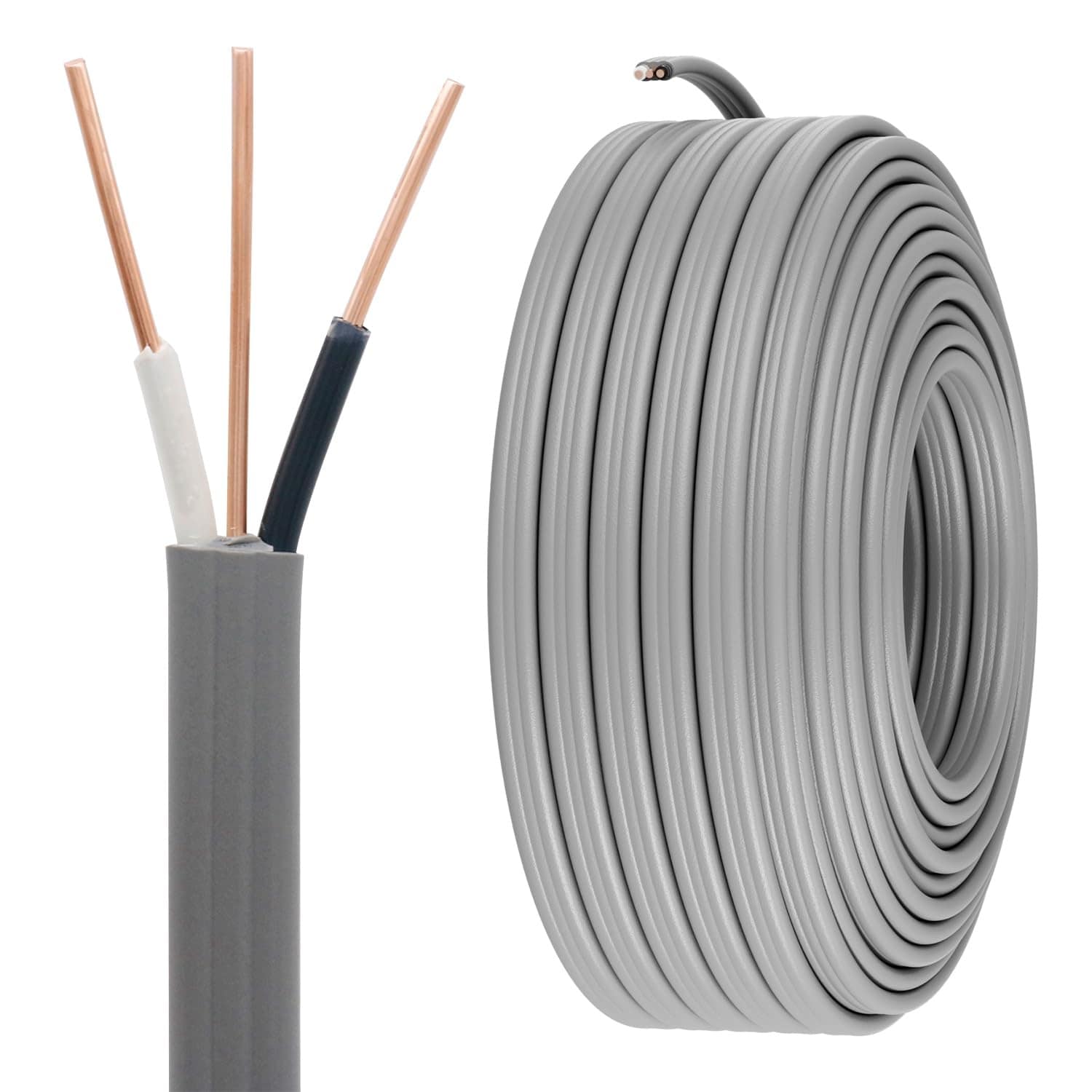 Vrbgify 12 AWG UF B Underground Feeder Cable Solid Copper with Ground 100 ft Roll Direct Burial Rated 600 Volt PVC Jacket for Outdoor Indoor Use #LVG0424T33