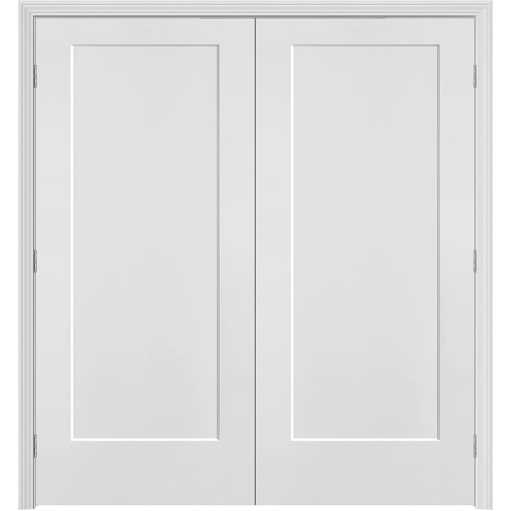 Masonite 641006 72-in x 80-in Primed Hollow core 1-panel Bi-parting Textured Primed Molded composite Split Jamb Double Prehung Interior Door