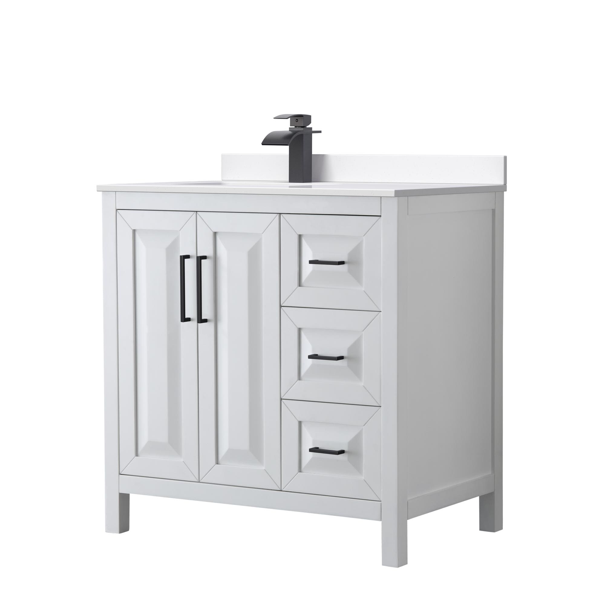 Wyndham Collection WCV252536SWBWCUNSMXX Daria 36-in White Undermount Single Sink Bathroom Vanity with White Cultured Marble Top