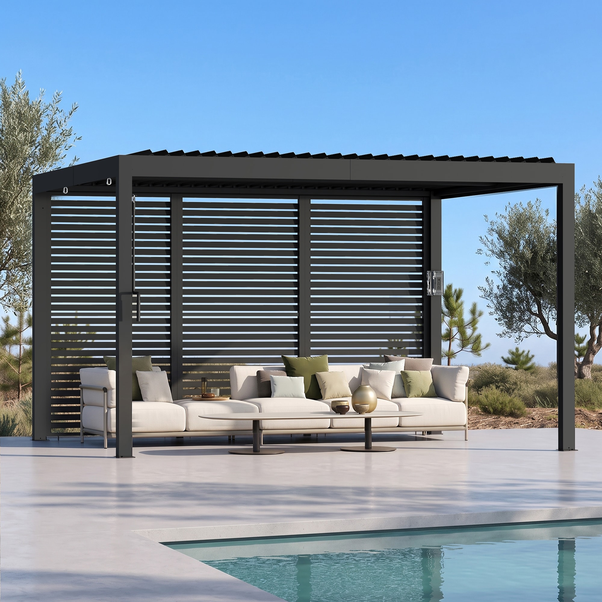 Modern Shade 10 ft x 12 ft Louvered Pergola Outdoor Pergola with ...