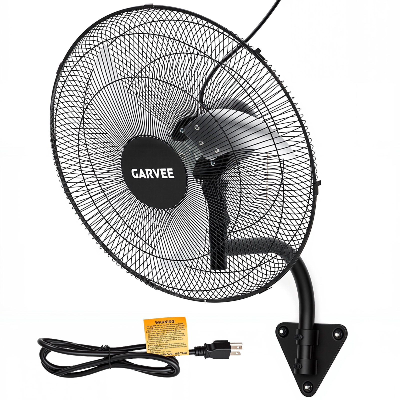 DEXSO 20 Inch Oscillating Wall Mount Industrial Fan 3 Speed 90 Degree Oscillation Adjustable Tilt Metal Black