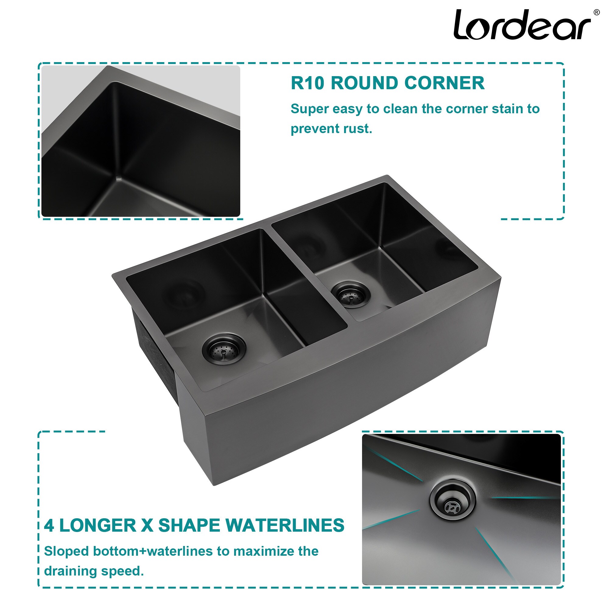 Lordear LD-LAB3321R2-55 Kitchen-Sinks - View #6