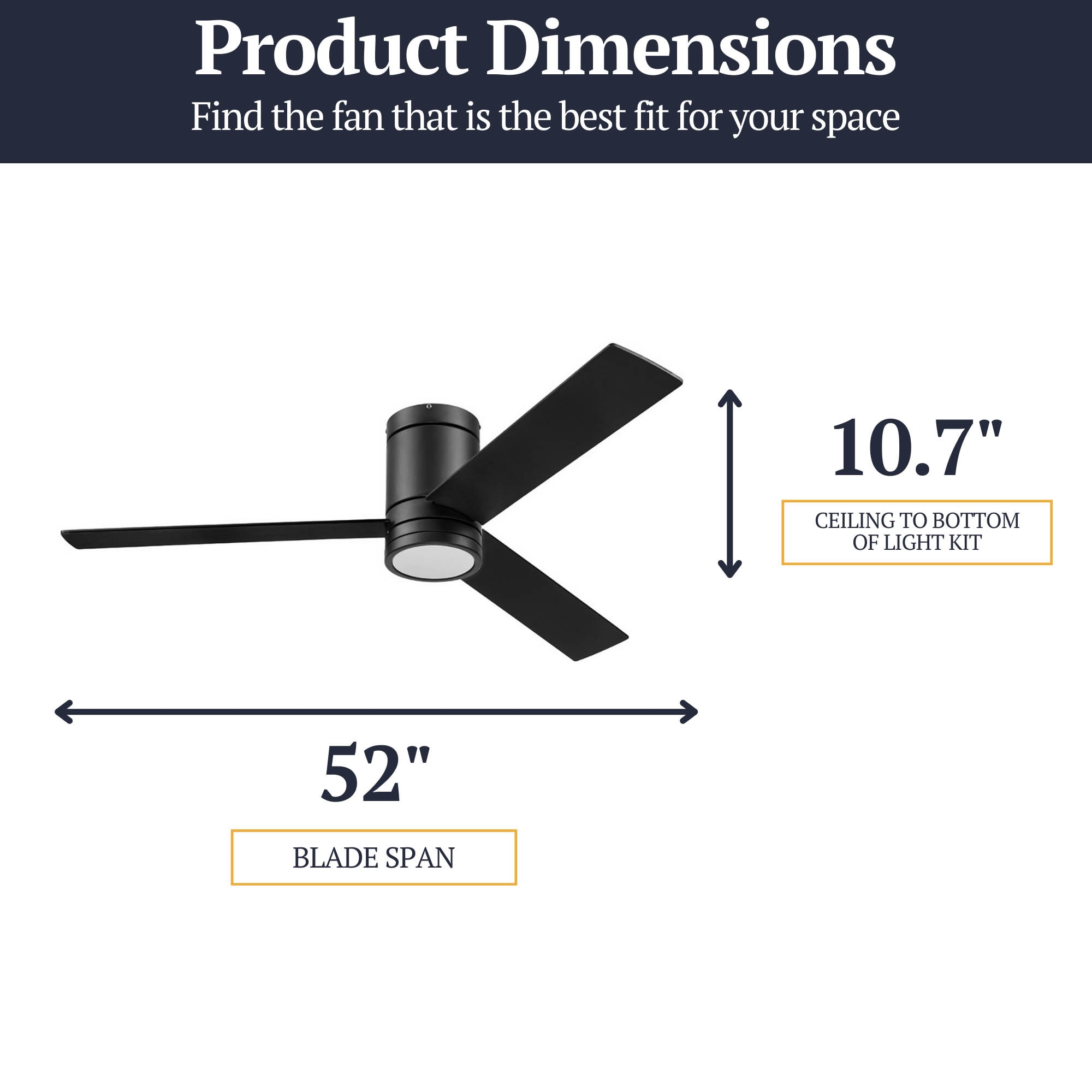 Espy 52'' Matte Black Low Profile Ceiling Fan with LED Light and Remote